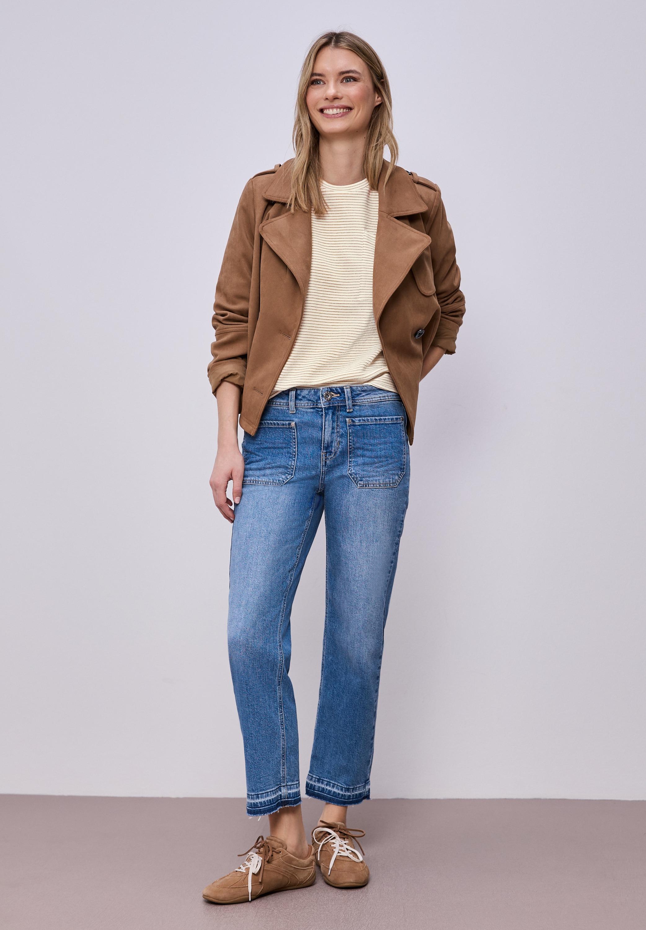 STREET ONE Kurzarmshirt mit Struktur Muster