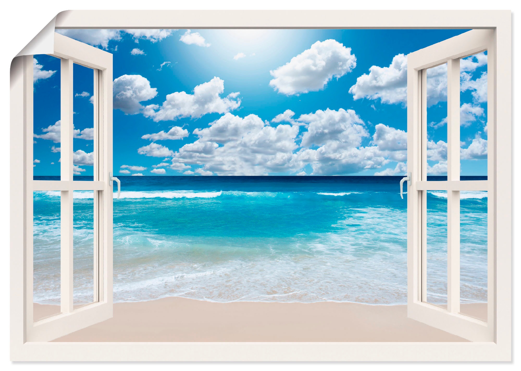 Artland Wandbild »Fensterblick Großartige Wandaufkleber versch. Poster | Größen oder Strandlandschaft«, St.), BAUR in Fensterblick, bestellen (1 als Leinwandbild