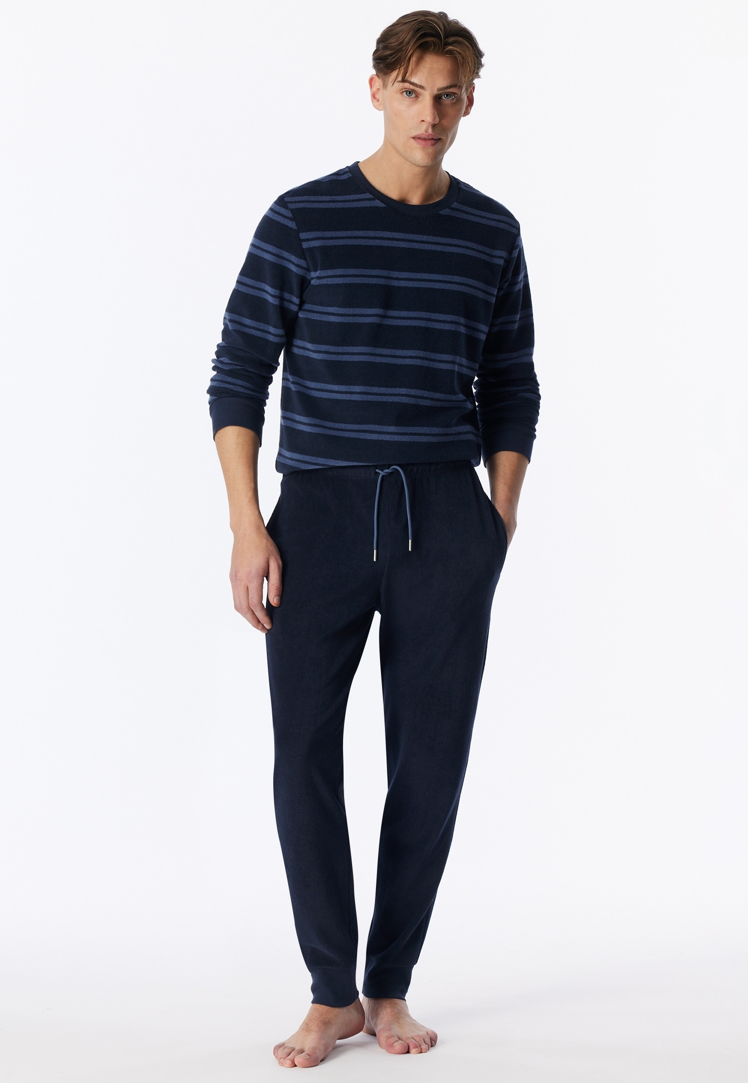 Schiesser Pyjama »Casual Nightwear« 2 mit zweifarbigen Ringeln, mit Bindeband am Bund