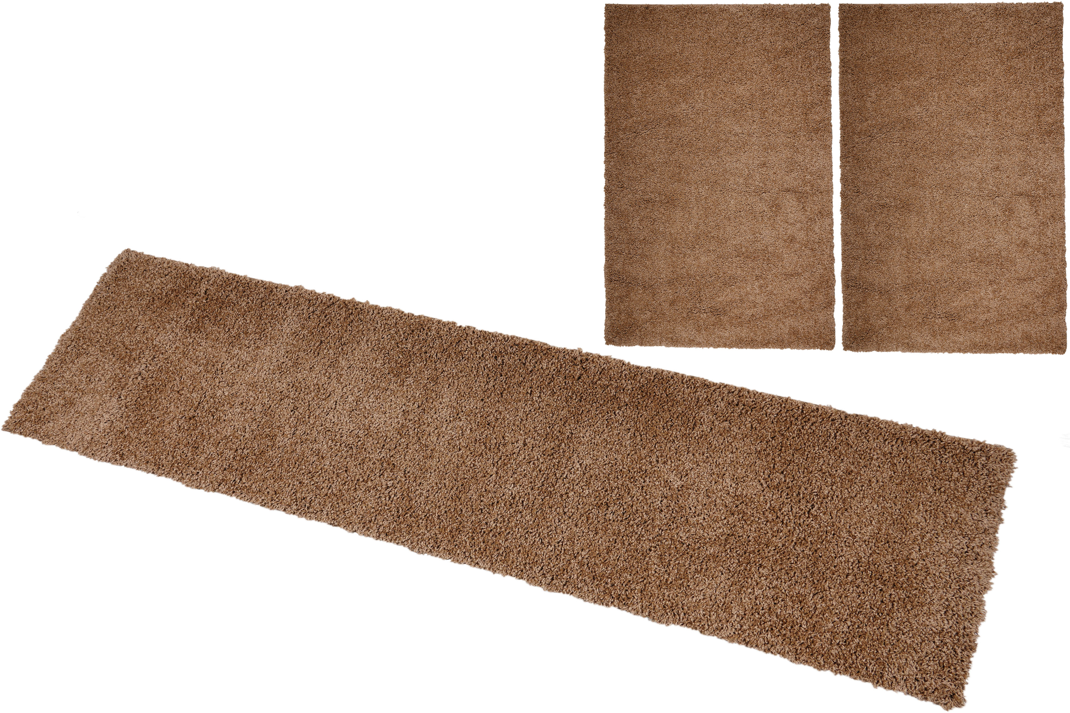 Bruno Banani "Shaggy Soft" Höhe 30 mm 3 Stk. tlg. gewebt, Uni-Farben, besonders weich, Bettvorleger, Läufer-Set