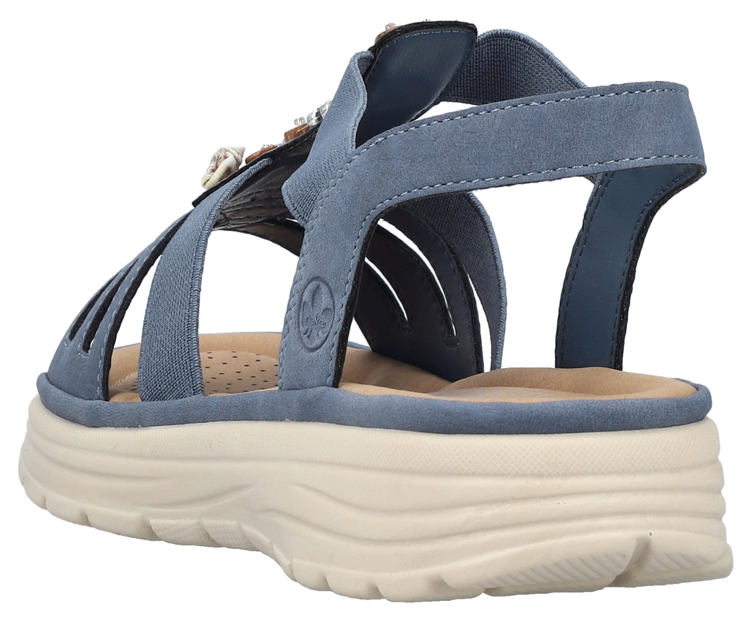 Rieker Sandale, Sommerschuh, Riemchensandalette, Schmuckverzierung, Gummizüge