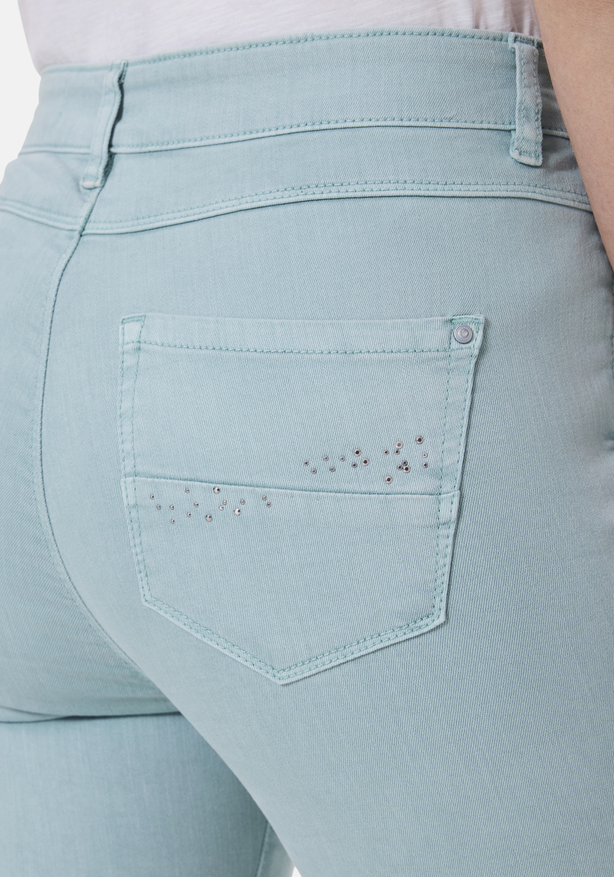 5-Pocket-Jeans STOOKER WOMEN "Rio Fexxi Move Strass Skinny Fit Jeans", Damen, Gr. 44, Länge 30, blau (blau aqua), Denim/Jeans, 83% Baumwolle, 16% Polyester, 1% Elasthan, skinny fit lang, Jeans 5-Pocket-Jeans, Skinny Fit Casual Clean Wash Denim Jeans Magic 3