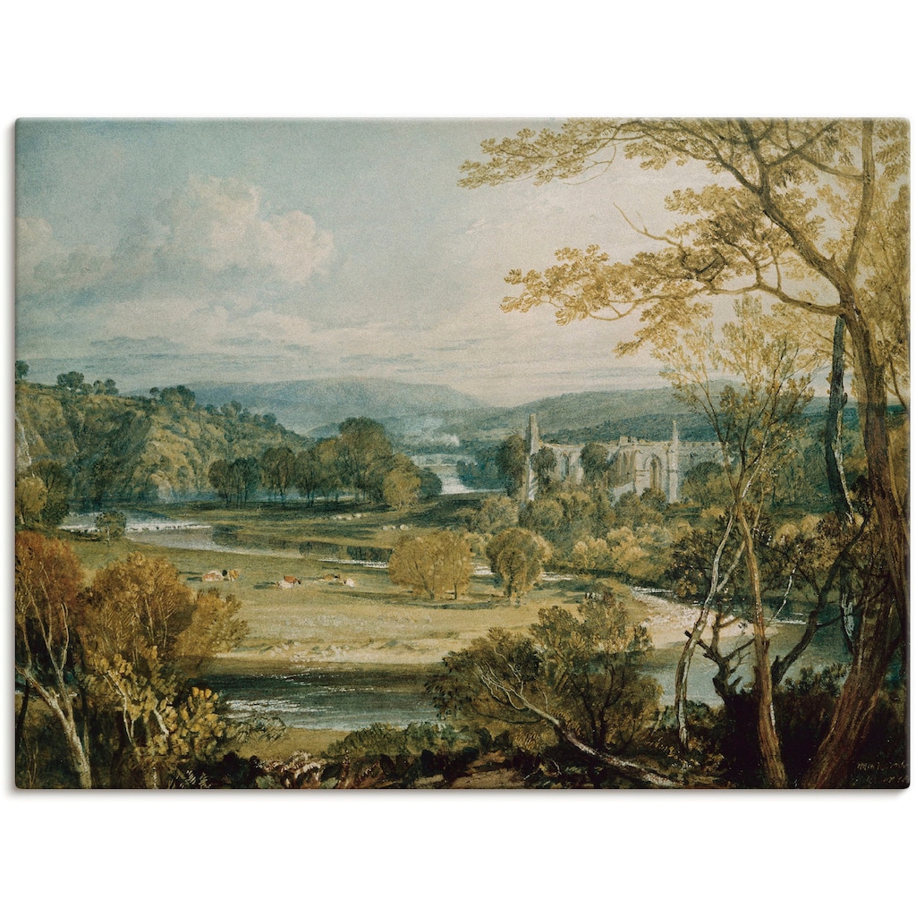 Artland Wandbild »Blick zur Bolton Abbey, Yorkshire. 1809«, Wiesen & Bäume, (1 St.)