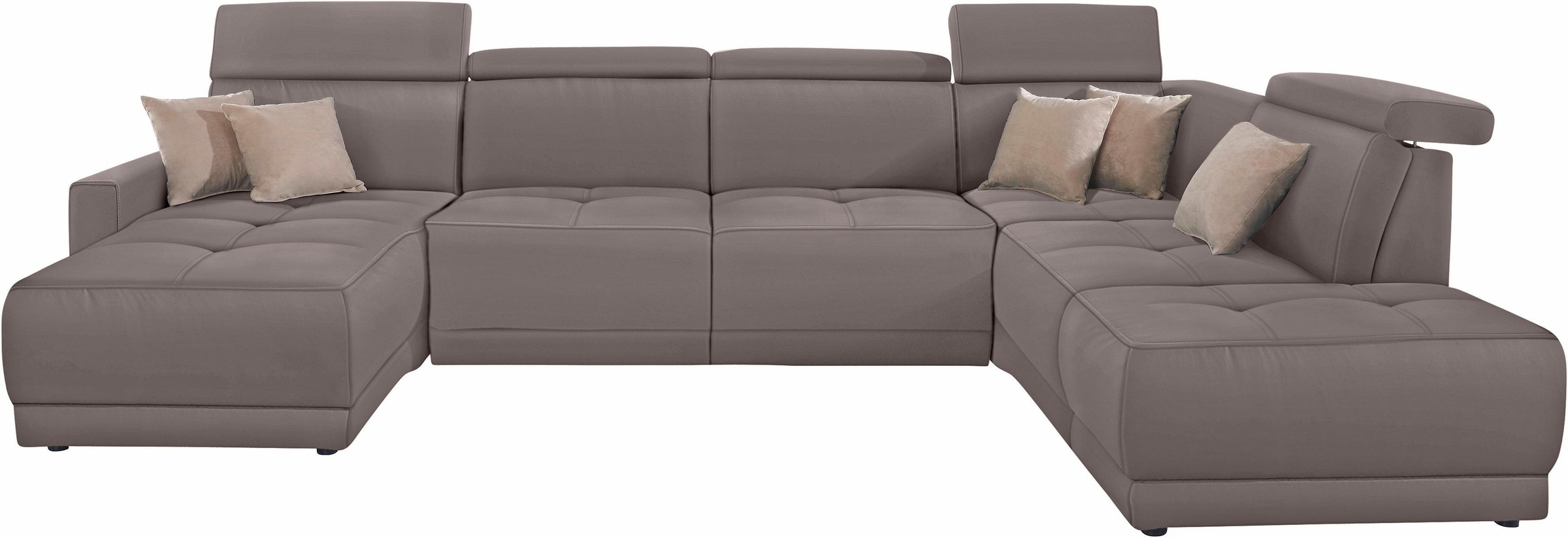 DOMO collection Wohnlandschaft »Ava moderne Sitzheftung mit toller Doppelnaht, komfortabel, U-Form«, mit Federkern, wahlweise mit Kopfteilverstellungen