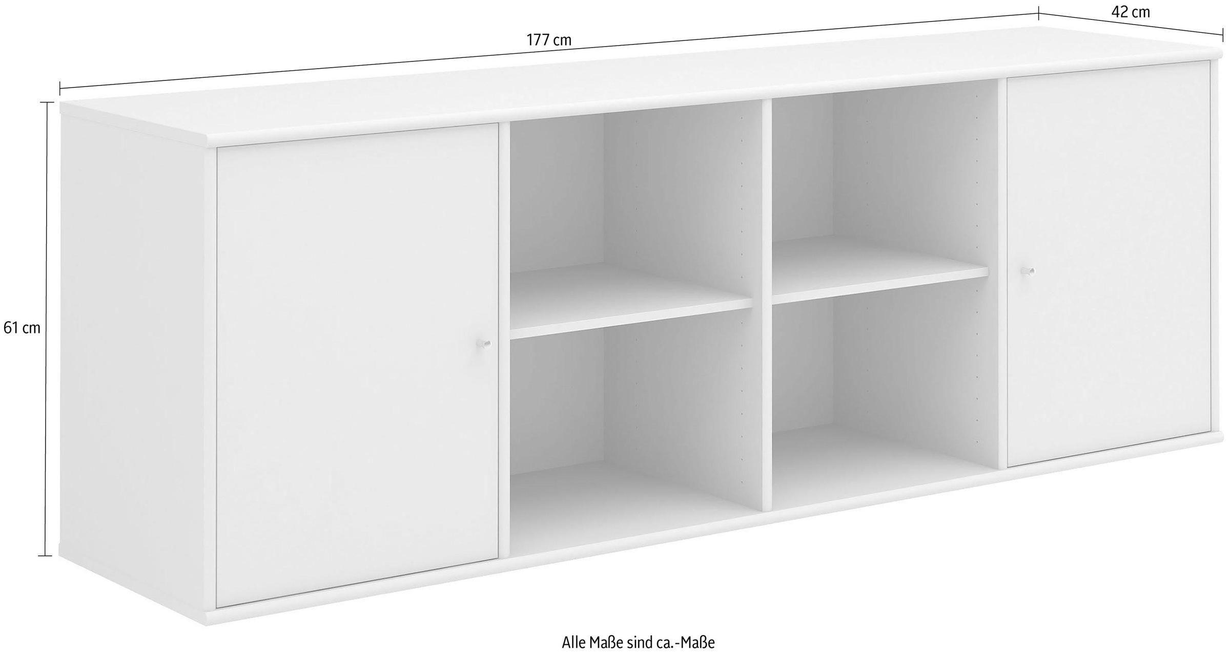 Hammel Furniture Sideboard »Mistral, Hochwertig Schrank, hängend/stehend montierbar«, mit zwei Türen, B: 177 cm, anpassungsbar Designmöbel