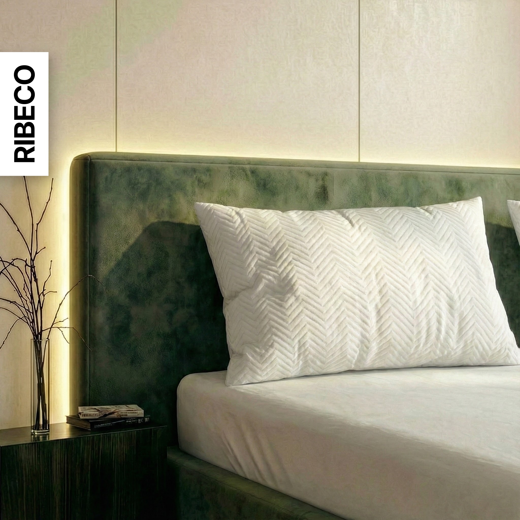 RIBECO Nackenstützkissen "Luca Kissen 40x80 & 80x80 cm, 18 cm Höhe" Füllung: Taschenfedern & Viscoschaum & Polyestervlies Bezug: Microfaser 1 Stk. tlg. mit kleinen Taschenfedern & mit über 1700 positiven Kundenbewertungen