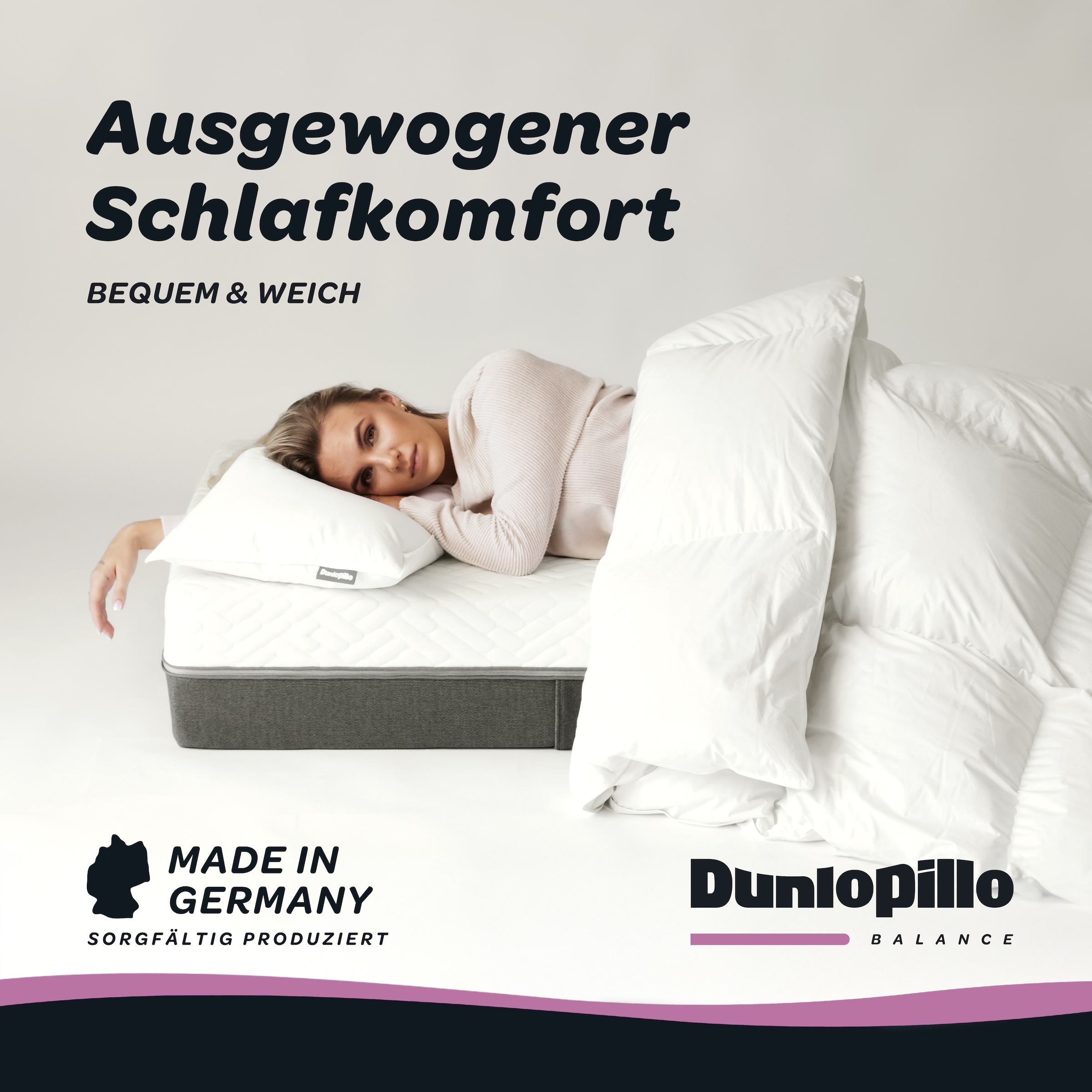 Dunlopillo 3-Kammer-Kopfkissen »Dunlopillo Supreme in den Größen 40x80 & 80x80 cm« Füllung: Gänsedaunen- & Gänsefedern 1 Stk. tlg. Hergestellt in Deutschland & Downpass zertifiziert, NOMITE