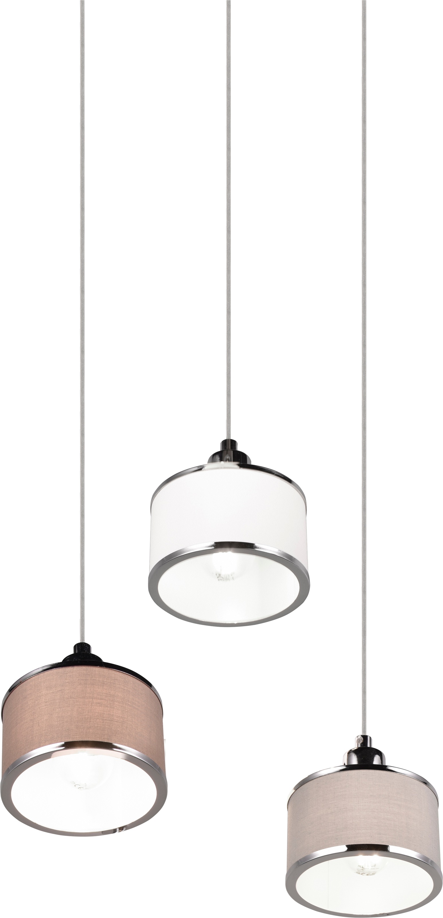 TRIO Leuchten Pendelleuchte »KAPRUN, Hängelampe mit Stoffschirmen, exkl E14, max 28W« E14 1 Stk. warmweiß - kaltweiß Höhe einstellbar bis max 150 cm, Stoffschirme + Metall