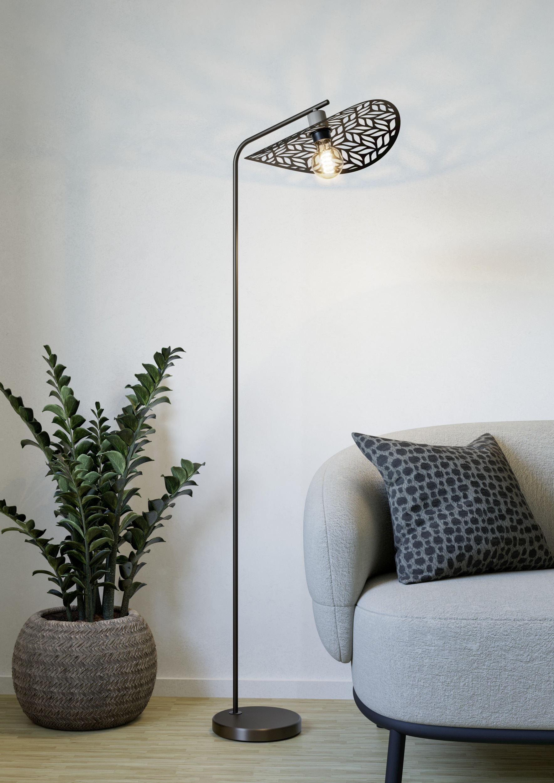 EGLO Stehlampe »SWABY Stehlampe - Stahl - E27 - 1X60W - IP20« E27 1 Stk. Standlampe Wohnzimmer, Fußtrittschalter, L51 x B40 x H159,5 cm