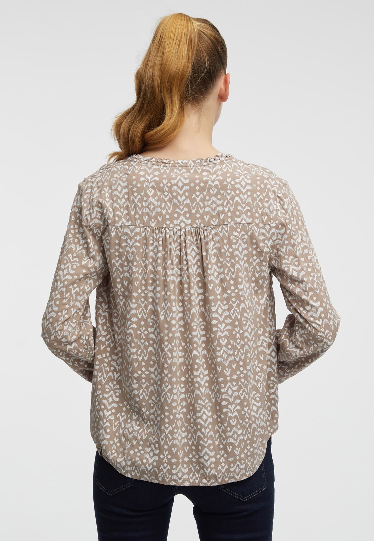 Ragwear Blusenshirt »IONE PRINT«, mit Bindeband am Ausschnitt und Knopfleiste