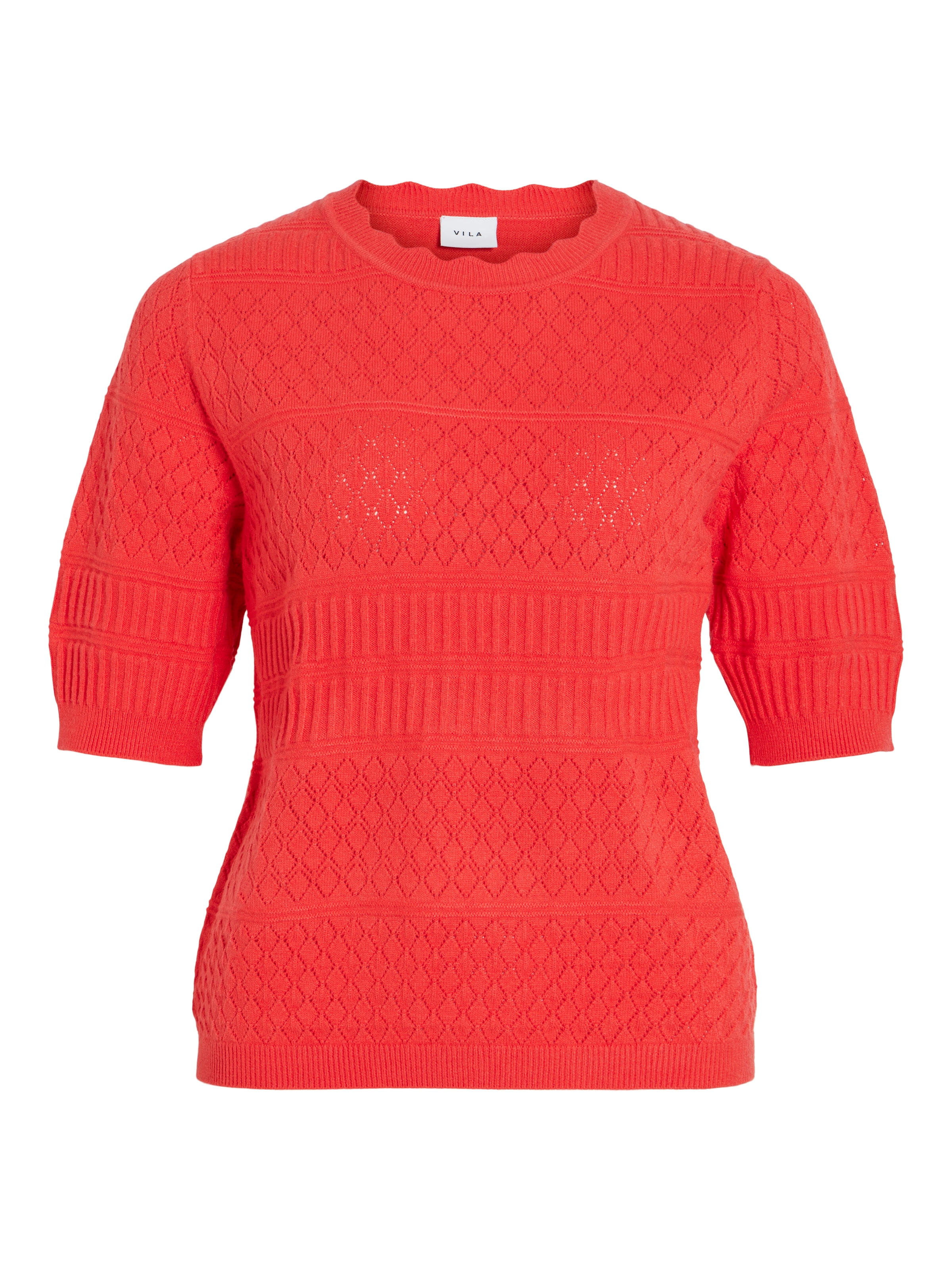 Vila Kurzarmpullover »VIMILOS S/S O-NECK POINTELLE TOP - NOOS«