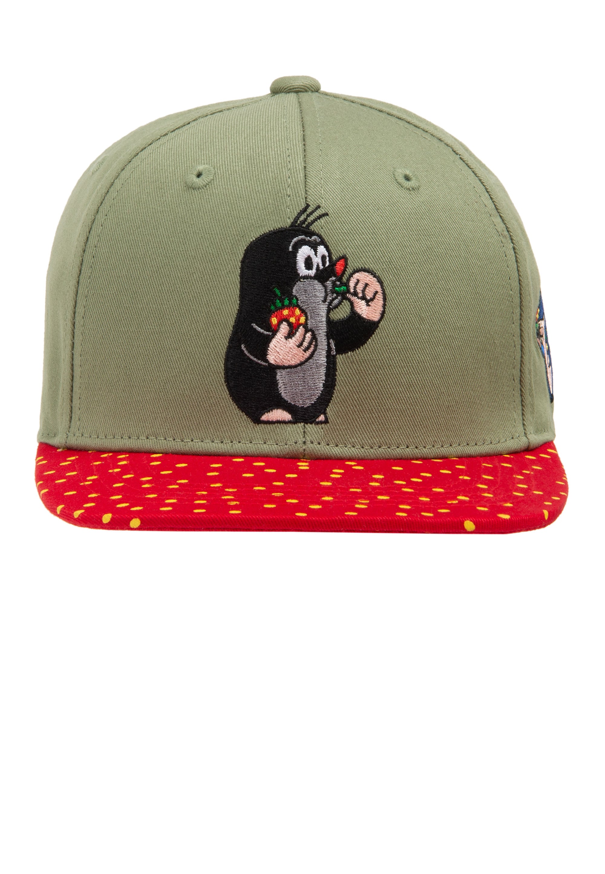 KOAA Baby Baseball Cap "Der kleine Maulwurf - Erdbeere", grün, Gr. 1, bestickt, 100% Baumwolle, Caps, mit detailreicher Stickerei