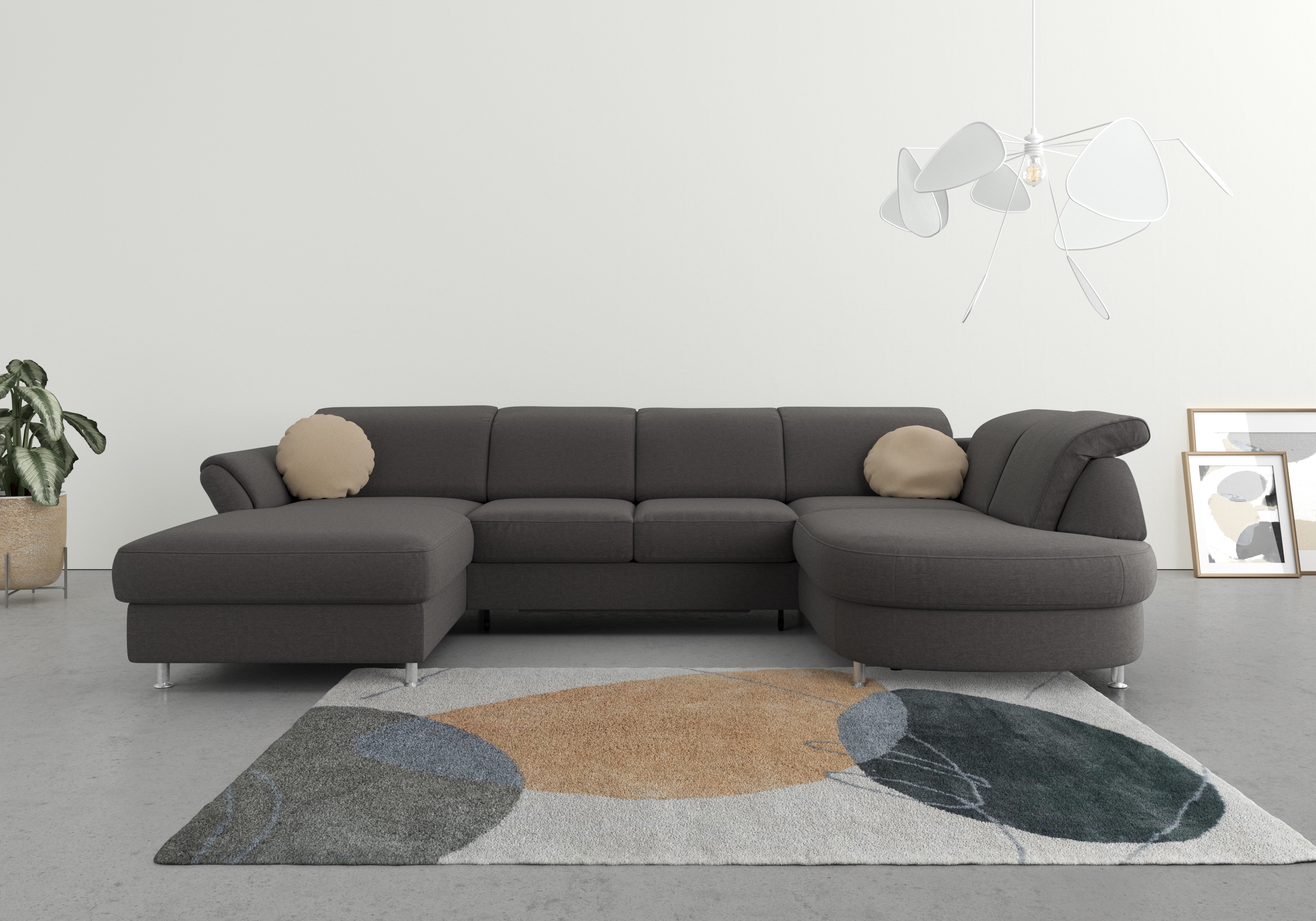 sit&more Wohnlandschaft "Apulia U-Form" wahlweise Schlaffunktion, Bettkasten und Kopf- und Armteilverstellung