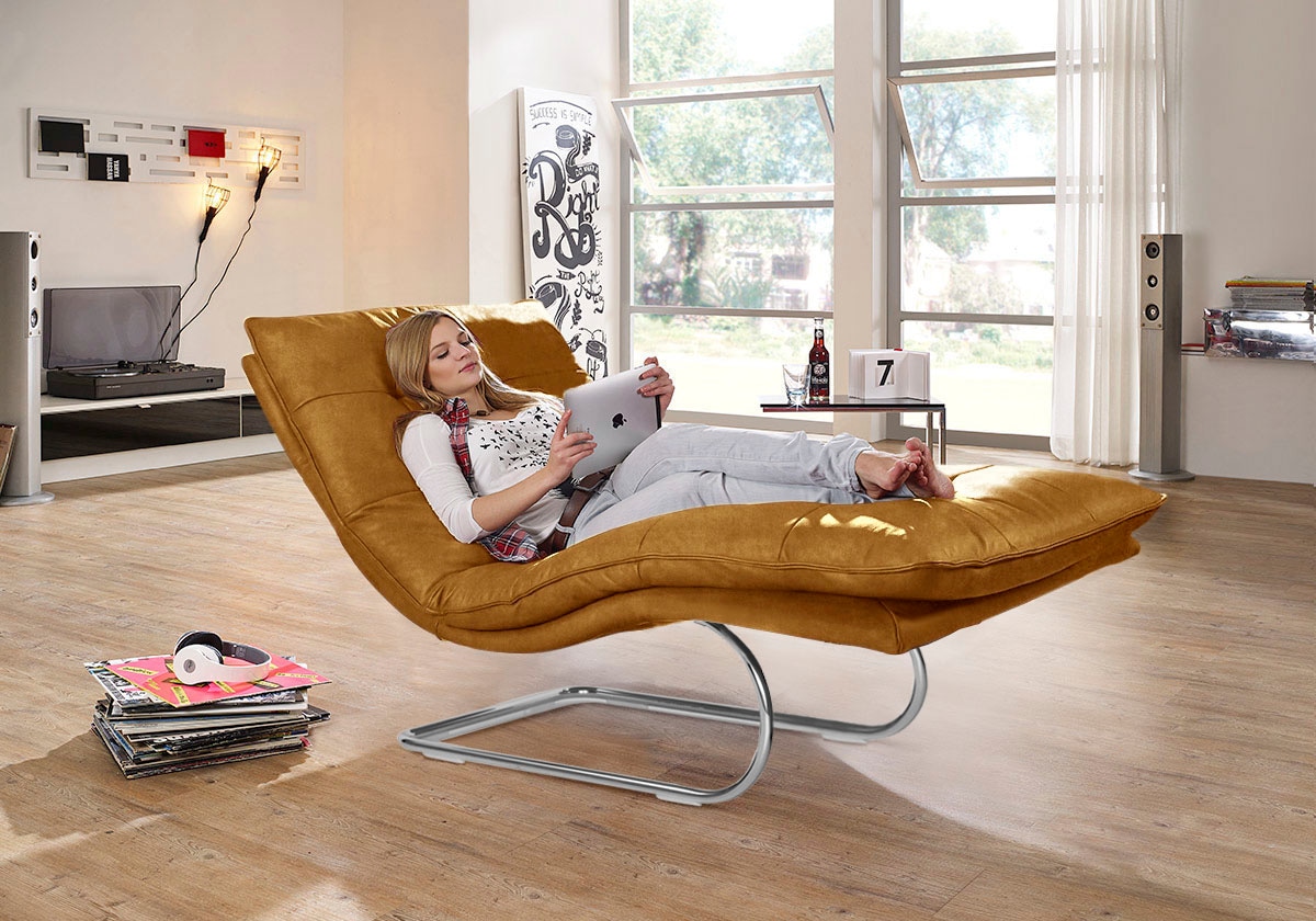 W.SCHILLIG Relaxliege "daily dreams" in Waffelkissen-Optik, wahlweise mit Motor, Freischwingergestell
