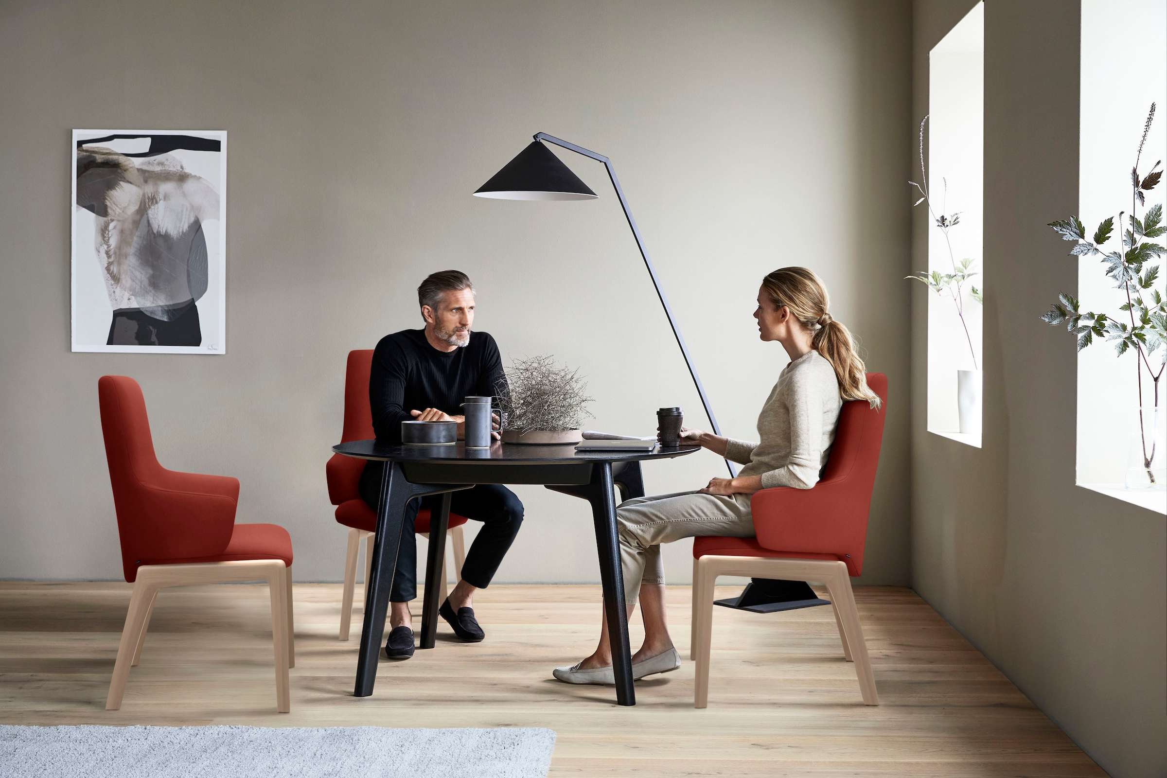 Stressless® Polsterstuhl »Laurel«, Microfaser DINAMICA, High Back mit Armlehne, Größe L, mit abgerundeten Beinen in Eiche