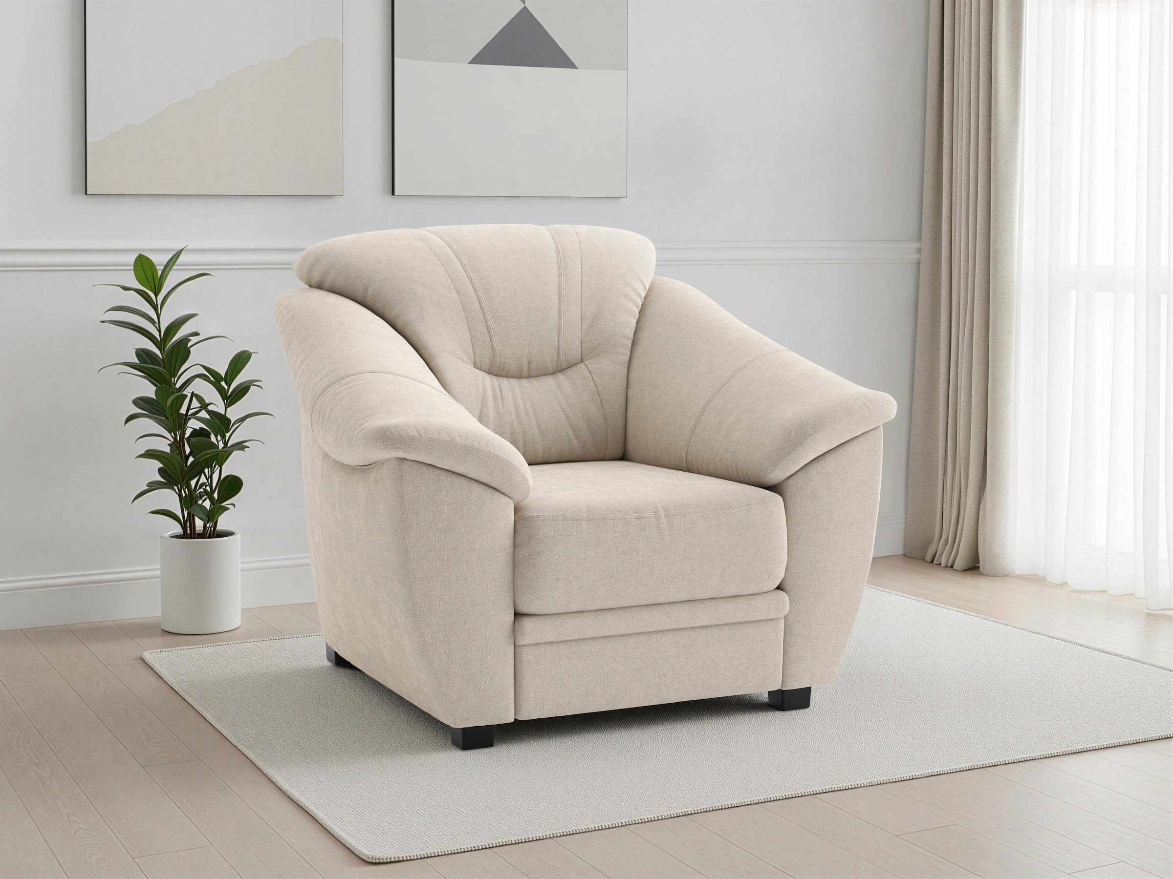 sit&more Sessel "Savona, B: 103 cm, Federkern-Polsterung, komfortable Sitzhöhe 46 cm" Bequeme Armlehnen, Ziernähte, frei im Raum stellbar, zeitloses Design