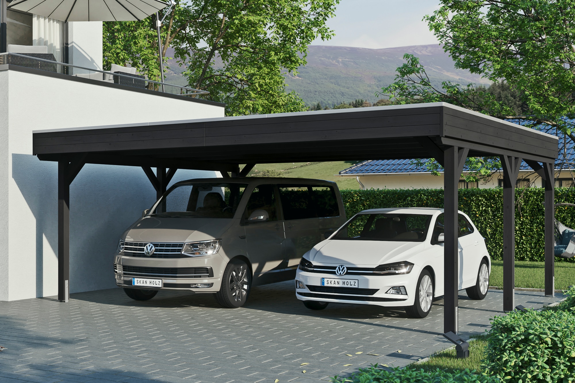 Skanholz Doppelcarport »Grunewald«, Holz, 590 cm, Anthrazit