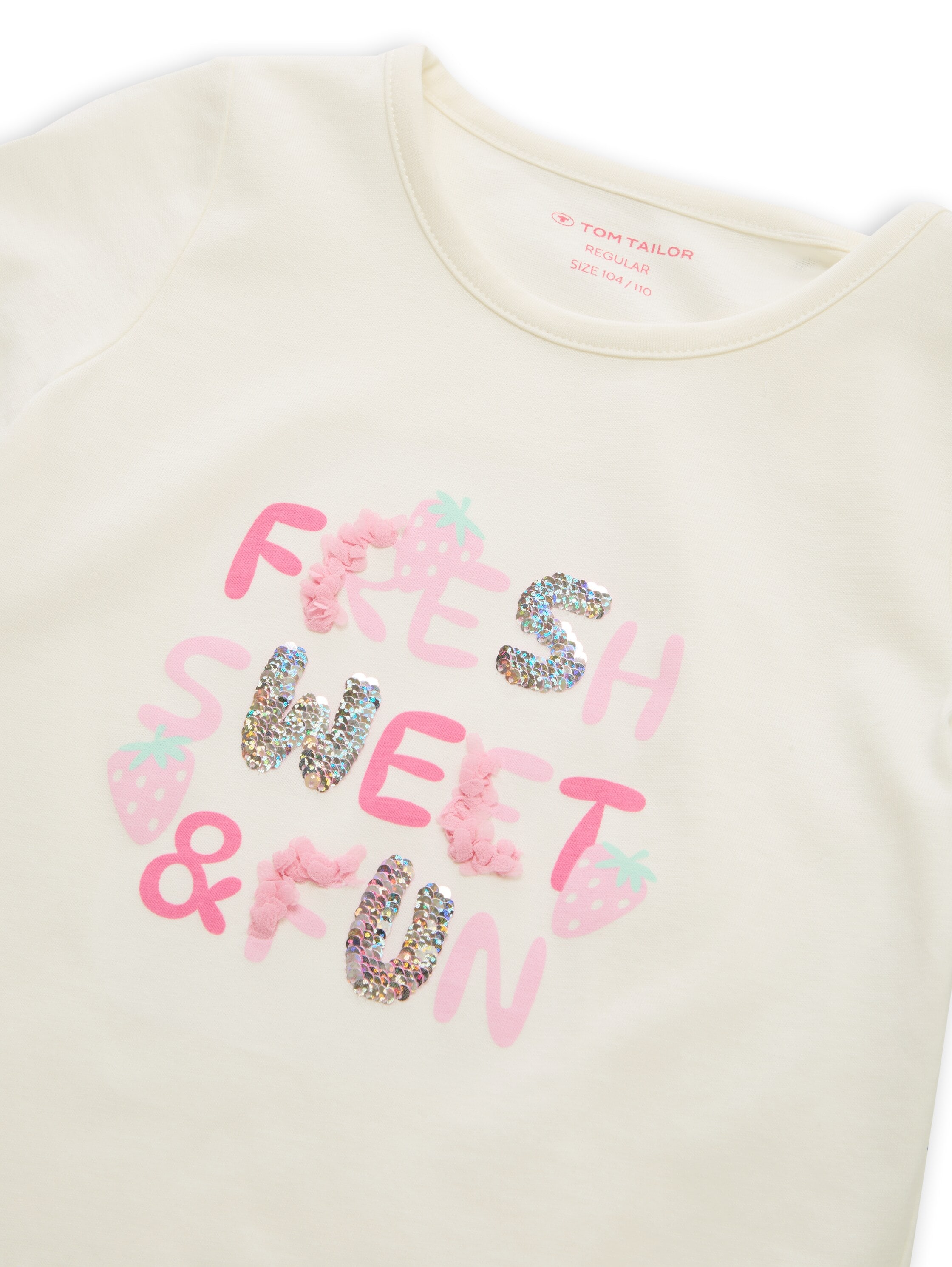 TOM TAILOR Kurzarmshirt mit Print und Pailletten
