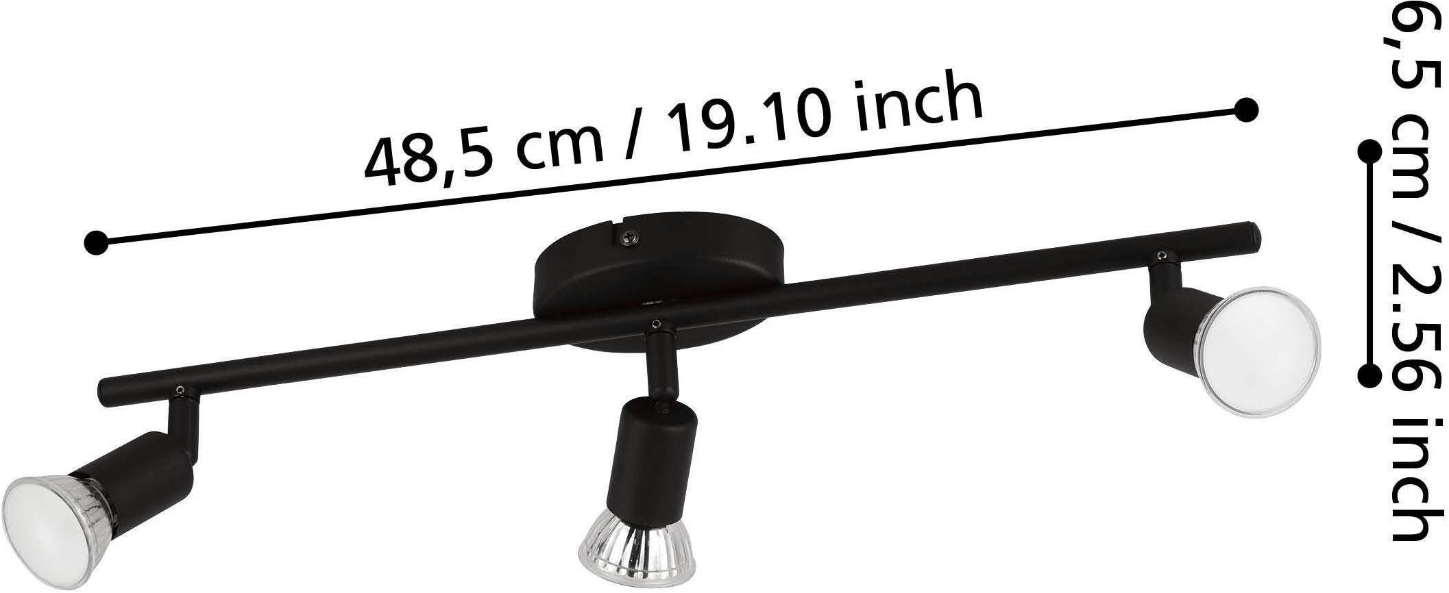 EGLO Deckenleuchte »Buzz-LED Deckenlampe, Wohnzimmerlampe aus Metall, Küchenlampe, GU10« GU10 1 Stk. Deckenlampe schwarz, Wohnzimmerlampe, Küchenlampe, GU10, 48,5 cm