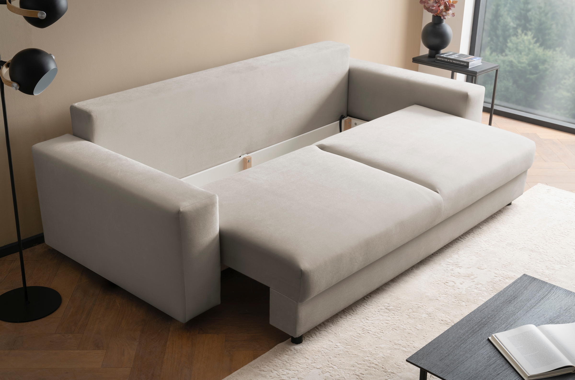 LeGer Home by Lena Gercke Schlafsofa »Imoga, Polster mit Schlaffunktion, 3-Sitzer Sofa, Couch mit Bettkasten« in modernen Farben und Stoffen, Bettfunktion, Liegefläche: 200x150 cm