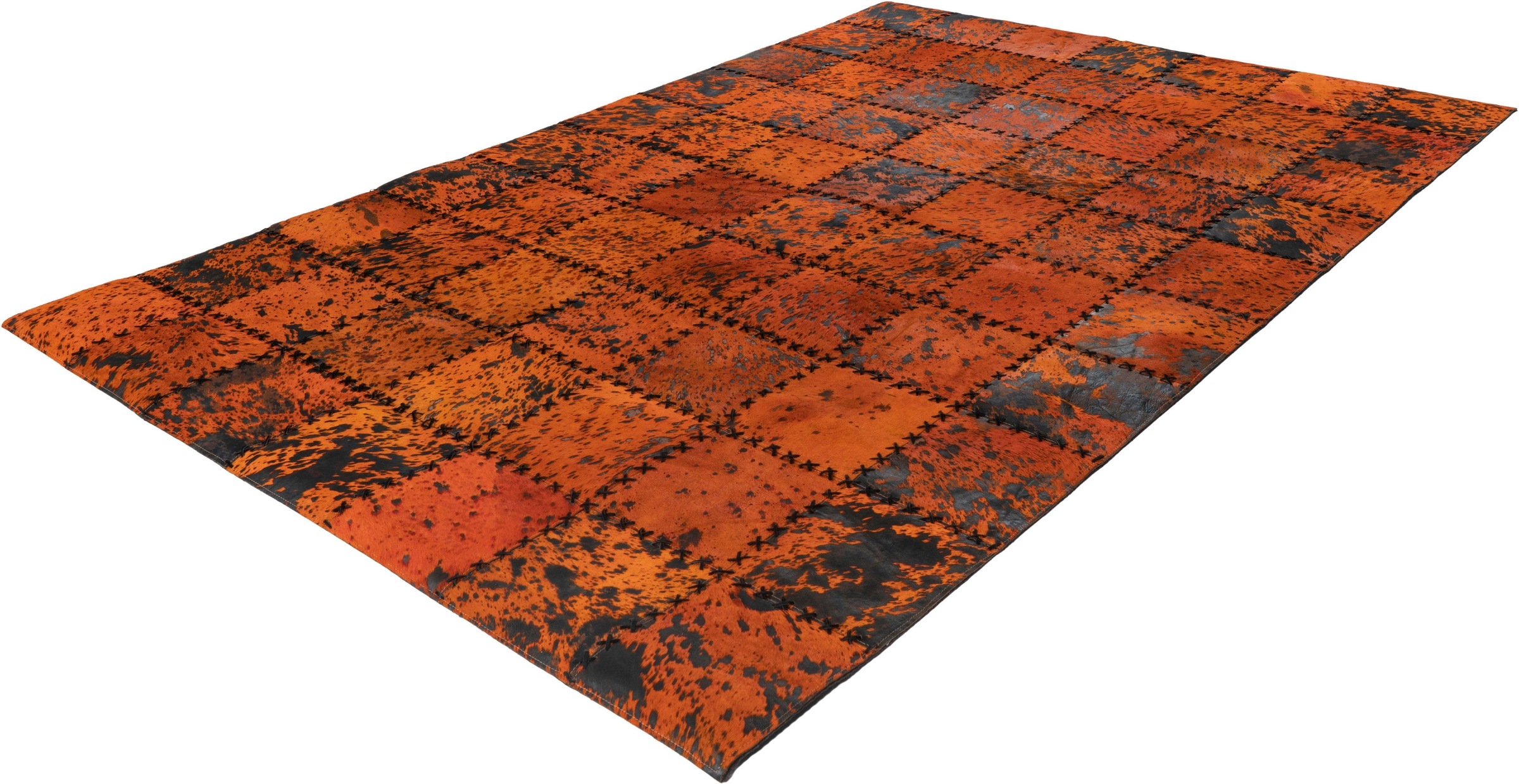 Thumbnail - calo-deluxe Fellteppich "Rankel 205 Lederteppich", rechteckig, 5 mm Höhe, farbige Patchwork Unikate, echtes Rinderfell, ...