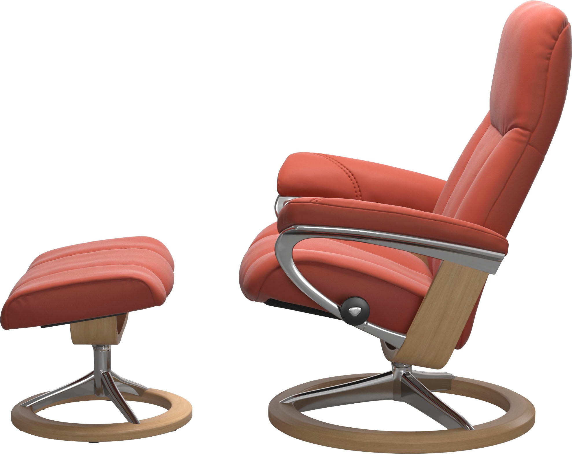 Fußhocker STRESSLESS "Consul", braun (henna), B:54cm H:41cm T:39cm, Hocker, Fußhocker, mit Signature Base, Gestell Eiche 3