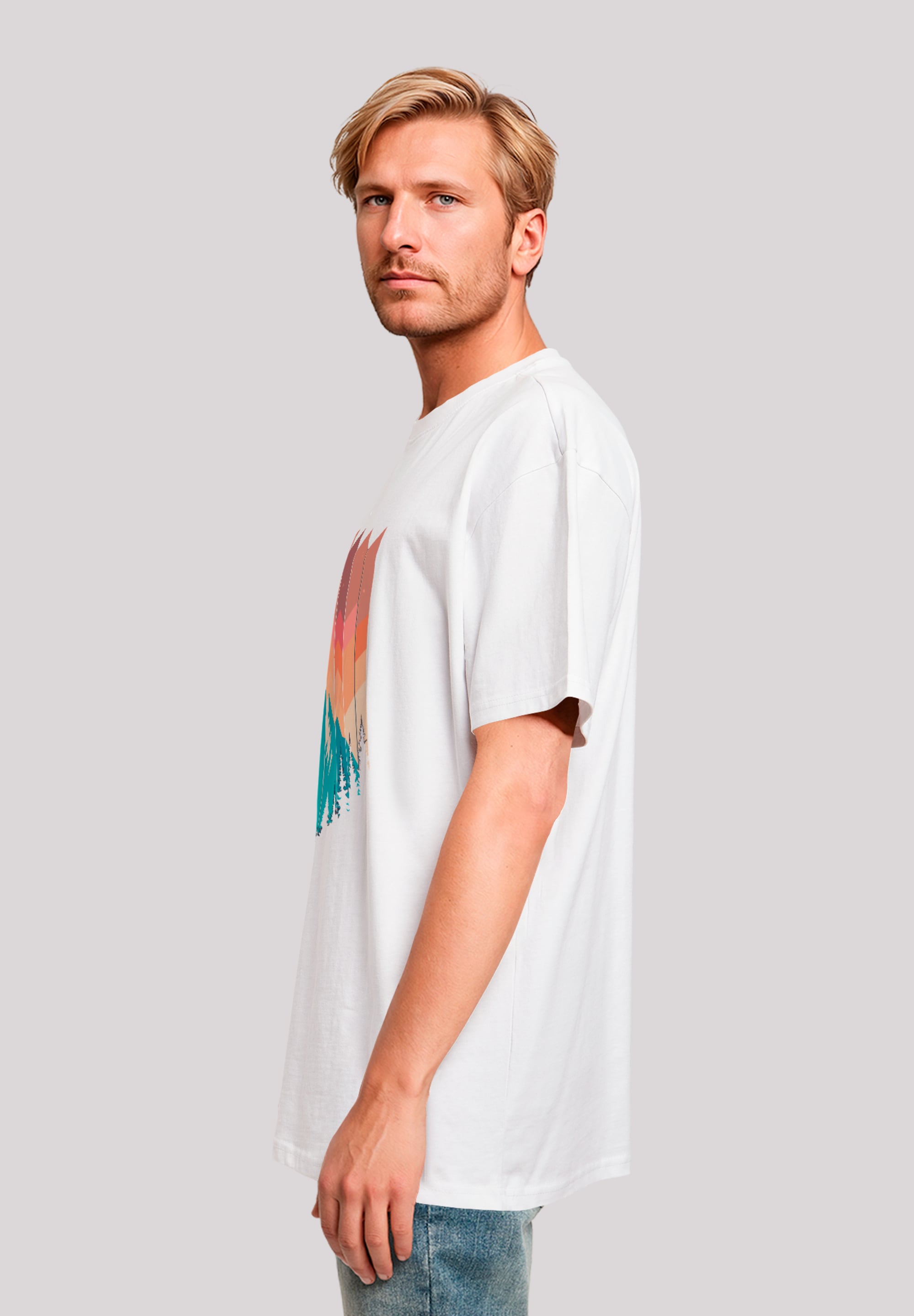 F4NT4STIC T-Shirt »Berg Sonnenuntergang Geometrisch«, Premium Qualität