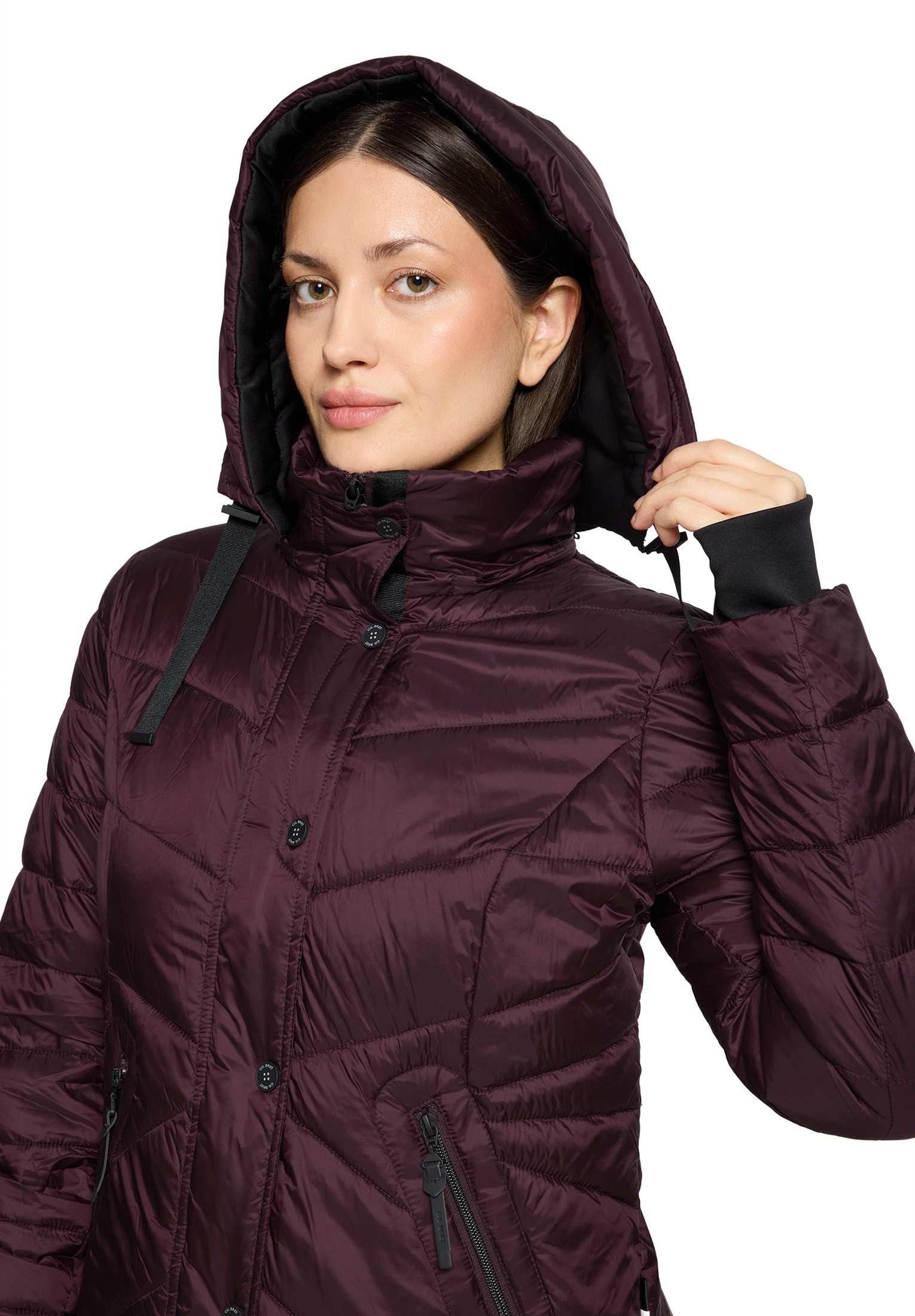 Gil Bret Steppjacke mit Kapuze mit abnehmbarer Kapuze und verdecktem Reißverschluss
