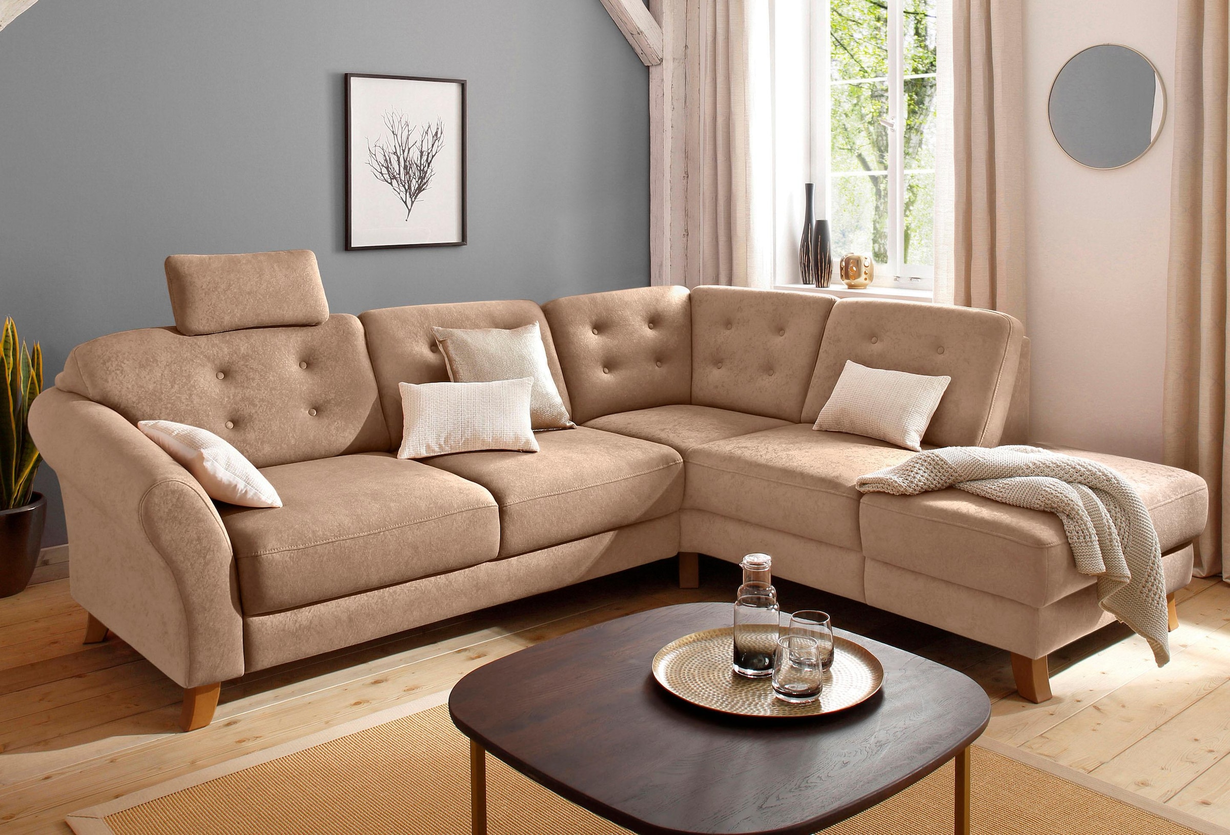 OTTO home Ecksofa "Trondheim L-Form, B: 260 cm, Federkern, Komfortsitz" optional Schlaffunktion und Stauraum, Eckcouch frei stellbar