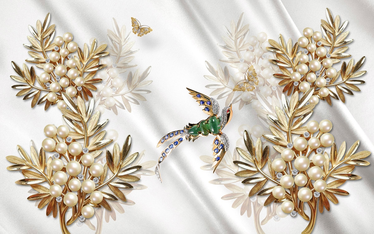 Papermoon Fototapete »Muster mit Blumen«