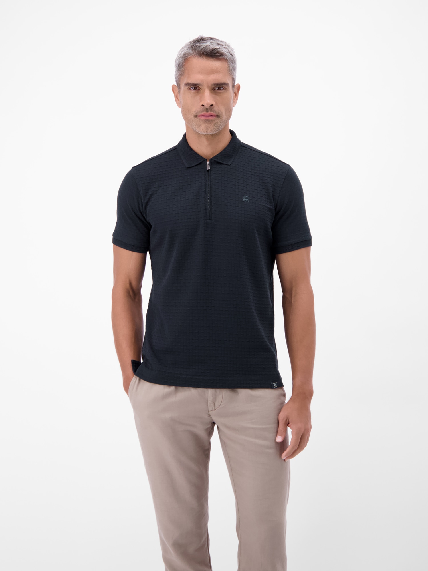 LERROS Poloshirt "LERROS Poloshirt mit Reißverschlusskragen in Strukturqual günstig online kaufen