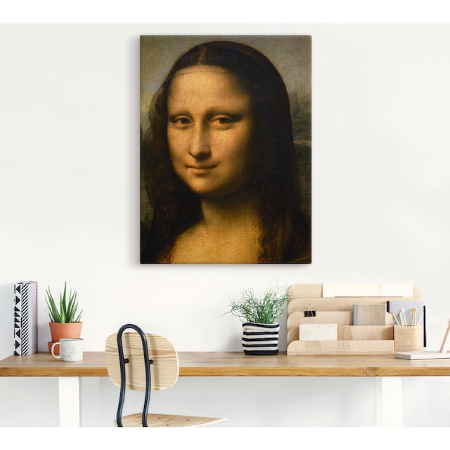 Artland Wandbild »Mona Lisa. Detail Kopf. 1503-1506«, Frau, (1 St.), als  Leinwandbild, Wandaufkleber oder Poster in versch. Größen bestellen | BAUR