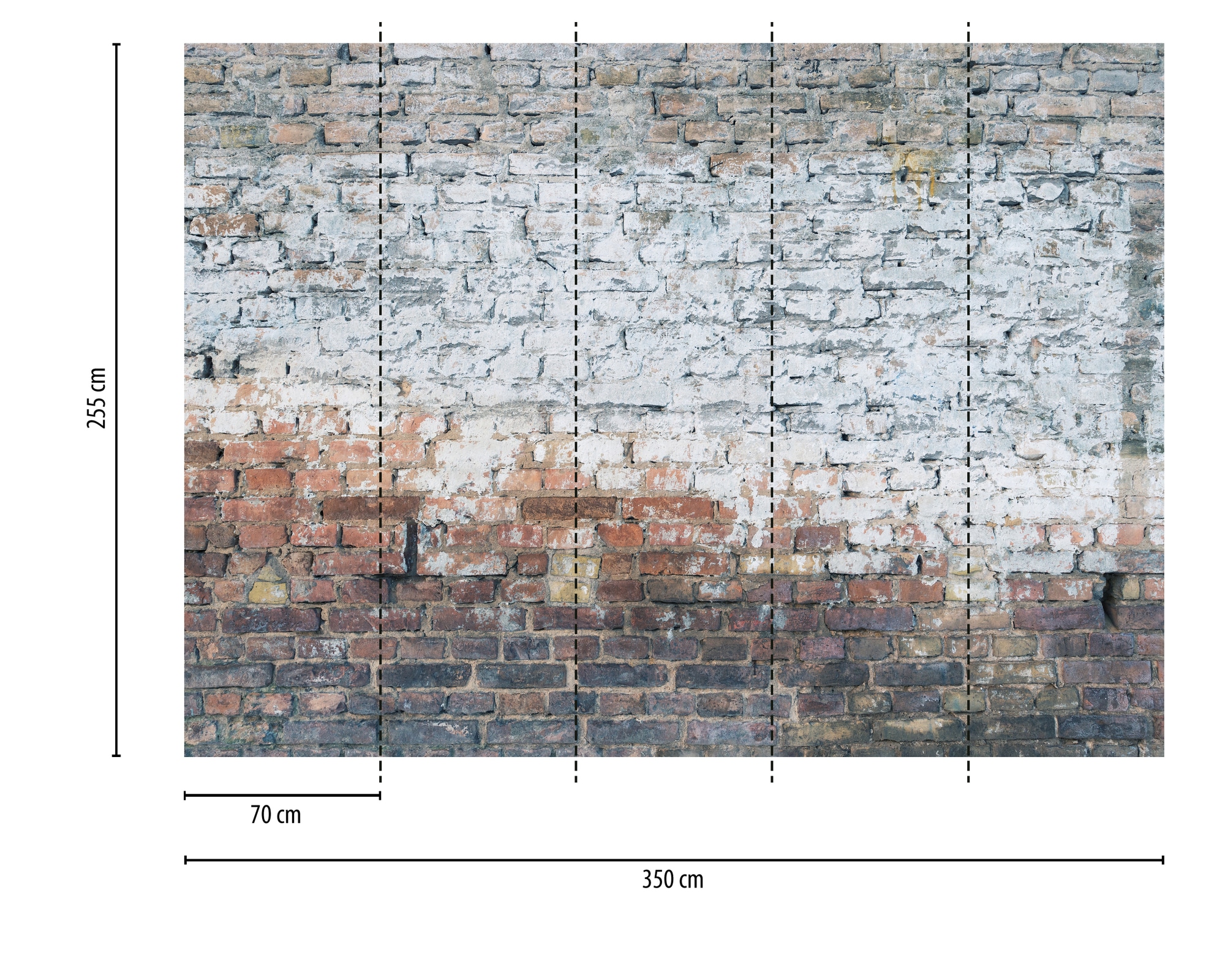 A.S. Création Vliestapete »Fototapete Ziegelwand Weiß Rotbraun Vintage« matt strukturiert