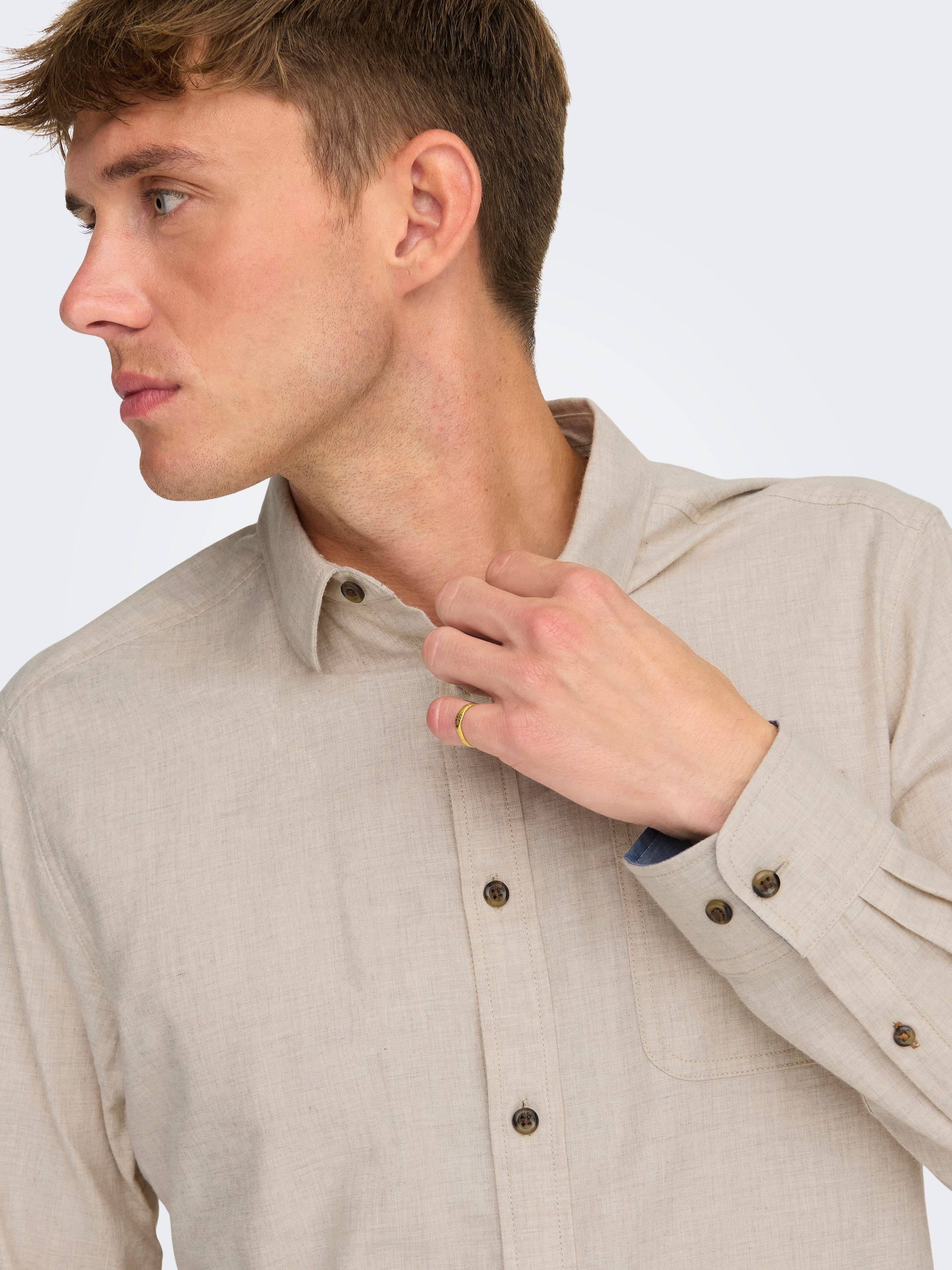 ONLY & SONS Langarmhemd »ONSROAD LIFE REG MELANGE LS SHIRT NOOS«