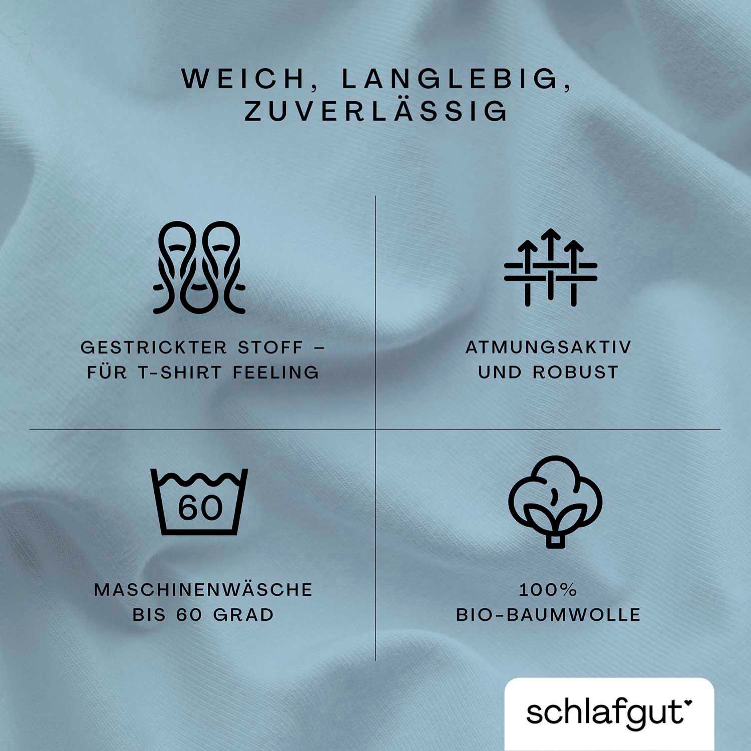 Thumbnail - Schlafgut Spannbettlaken "CASUAL Bettlaken 100% gekämmte Bio-Baumwolle, 150 g/m², Spannbetttuch" Bettlaken bis 25 cm Höh...