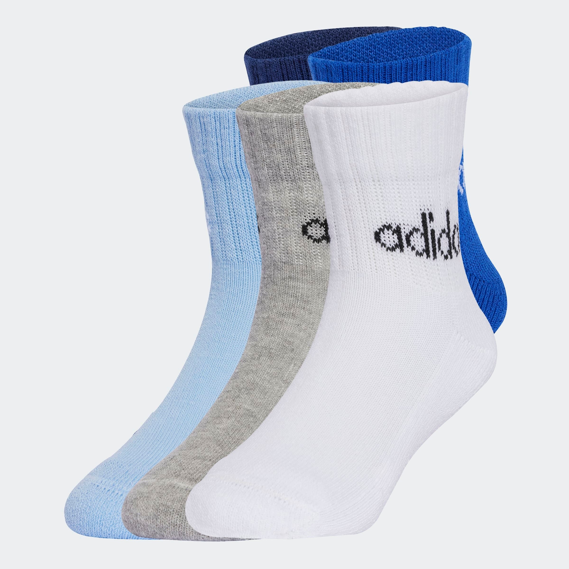 Funktionssocken ADIDAS PERFORMANCE "KIDS LIN ANK 5P", Mädchen, Gr. M (22/24), blau (dunkelblau, royal blau, glow blau, medium grau heather), Obermaterial: 68% Baumwolle, 29% Polyester, 2% Elasthan, 1% sonstige Fasern, Socken