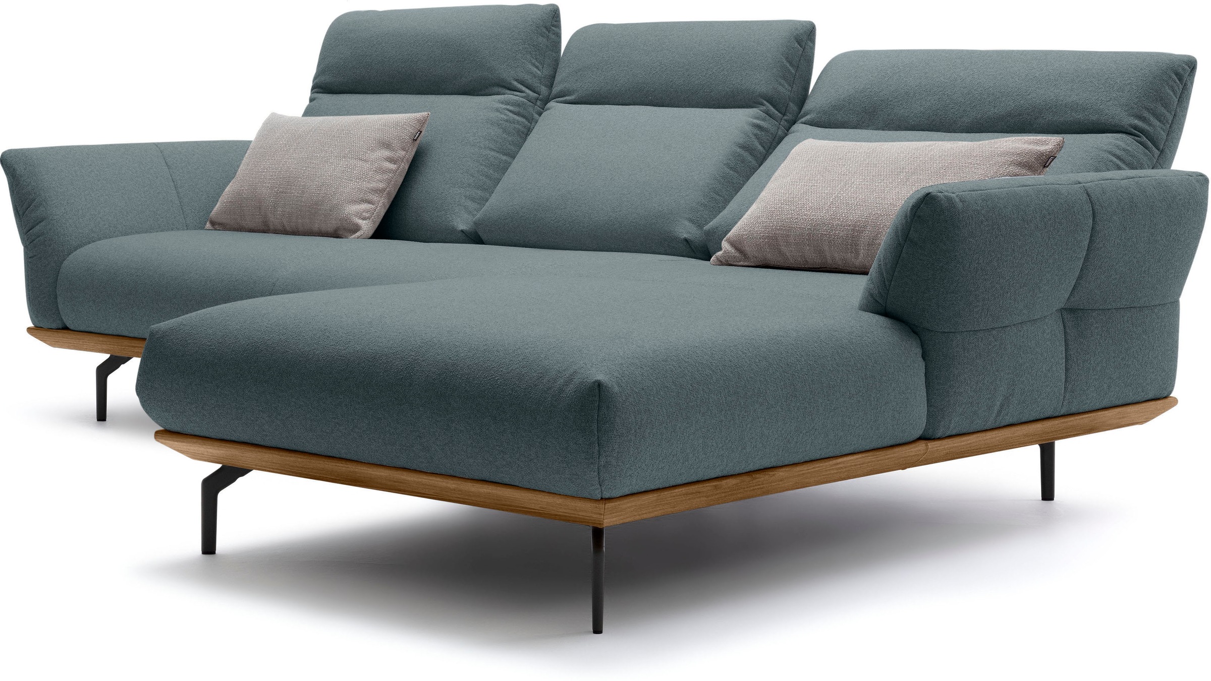 hülsta sofa Ecksofa »hs.460«, Sockel in Nussbaum, Winkelfüße in Umbragrau, Breite 298 cm