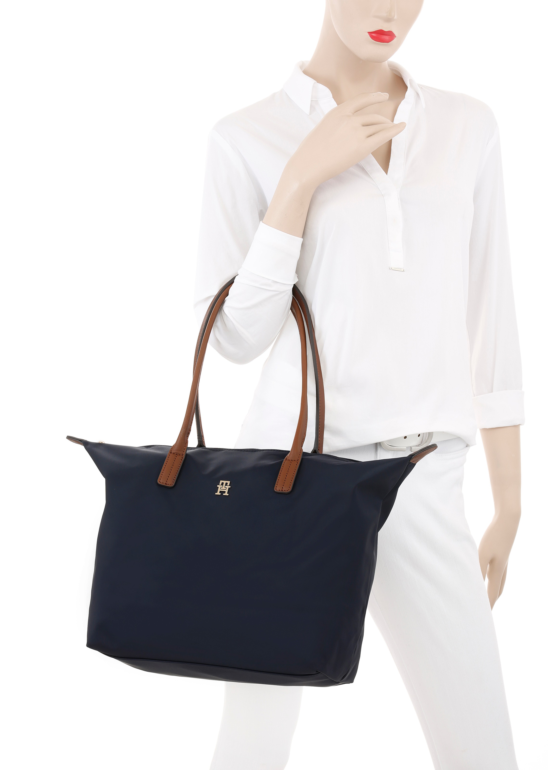 Tommy Hilfiger Tragetasche "POPETTE TOTE", Damen Schultertasche mit kontras günstig online kaufen
