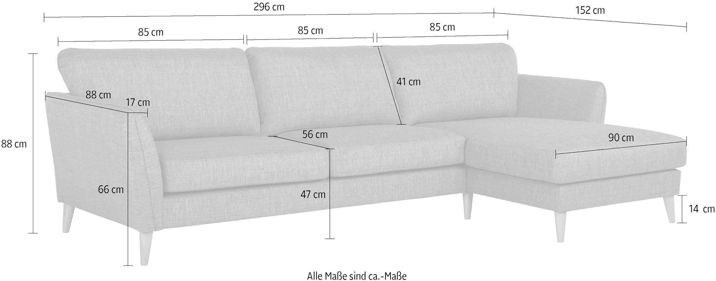 Home affaire Ecksofa »Meersburg, L-Form,«, mit Holzfüßen