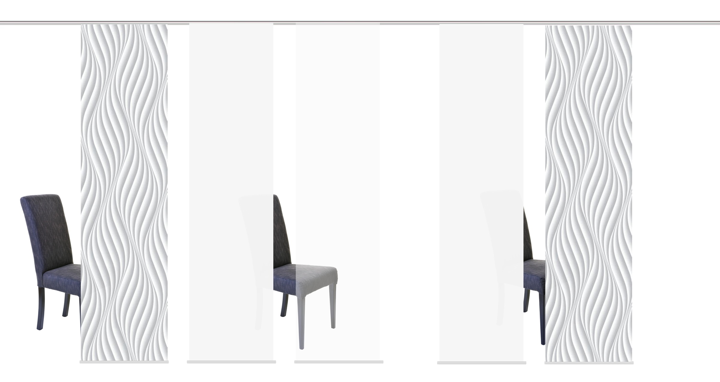 HOME WOHNIDEEN Schiebegardine "WAVES" Klettband 5 Stk. tlg. HxB: 245x60, in günstig online kaufen