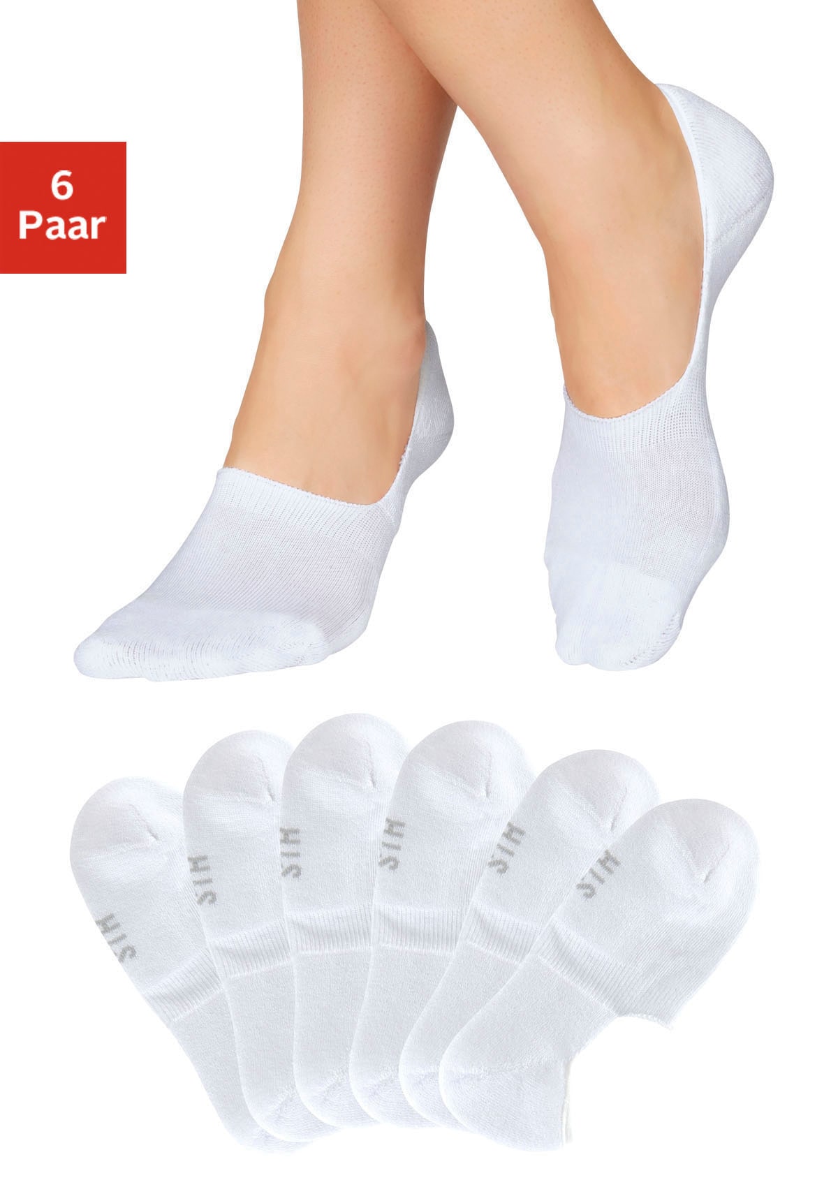 H.I.S Füßlinge "Damen Herren No Show Sneaker socken Atmungsaktiv" Packung, 6 Paar tlg. mit softem Frottee