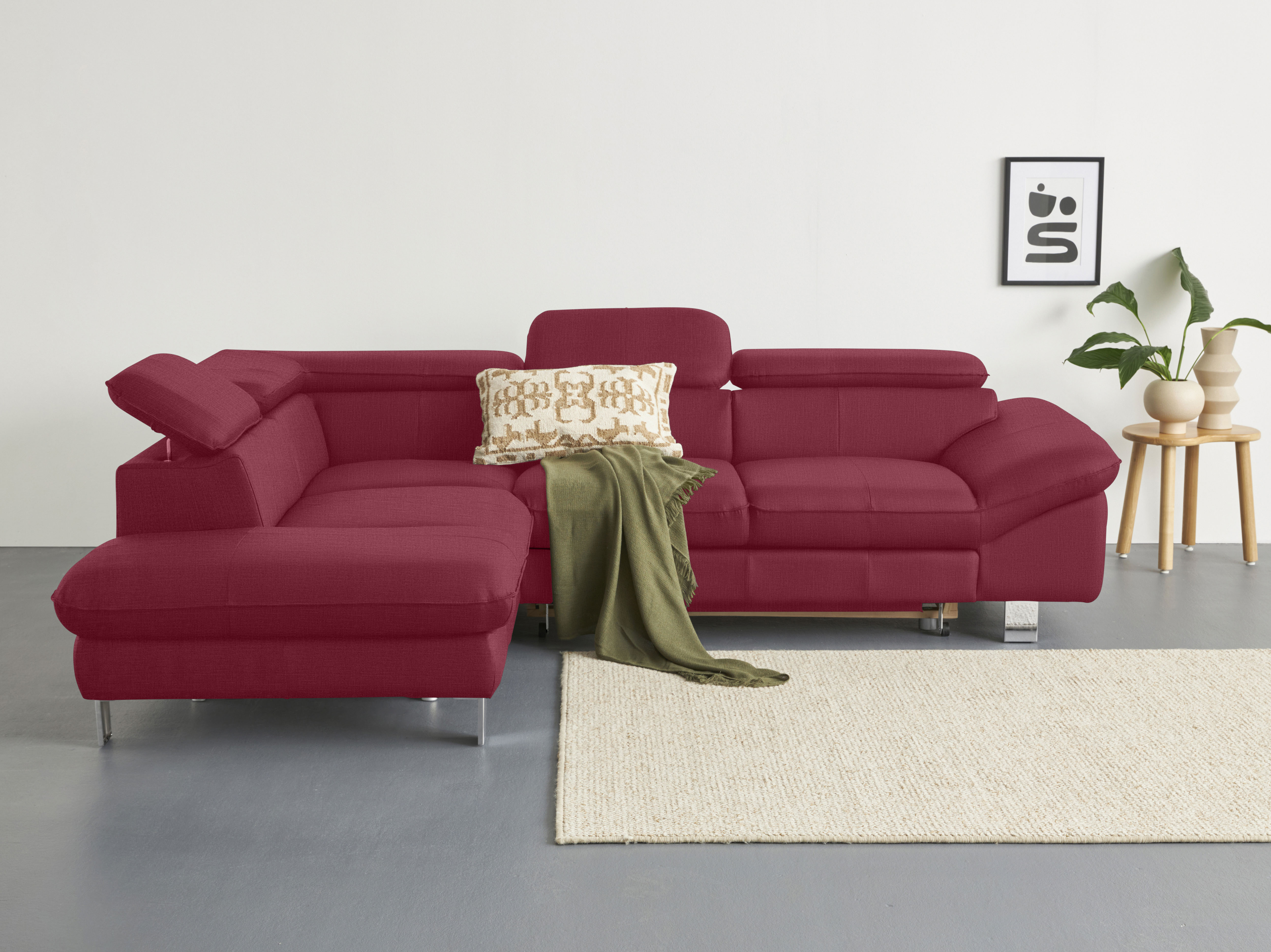 COTTA Ecksofa "Driver L-Form, B: 265cm, moderne Couch, Wellenunterfederung, inkl. 3 x" Kopfteilverstellung, optional Schlaffunktion & Bettkasten