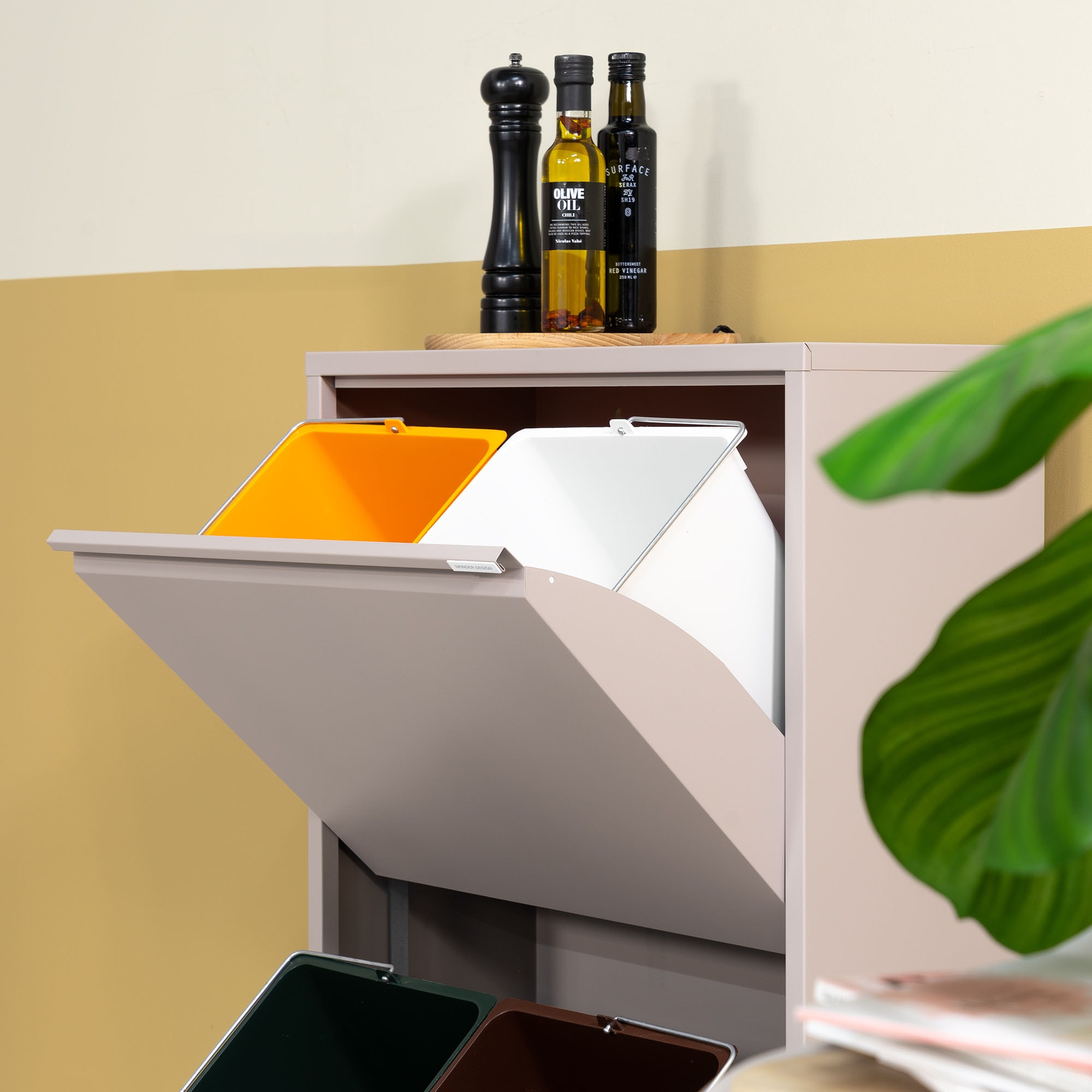 Spinder Design Mülltrennsystem »GIGI 4« Stahl-Abfalltrennsystem mit 4x 18,5-Liter-Inneneimern