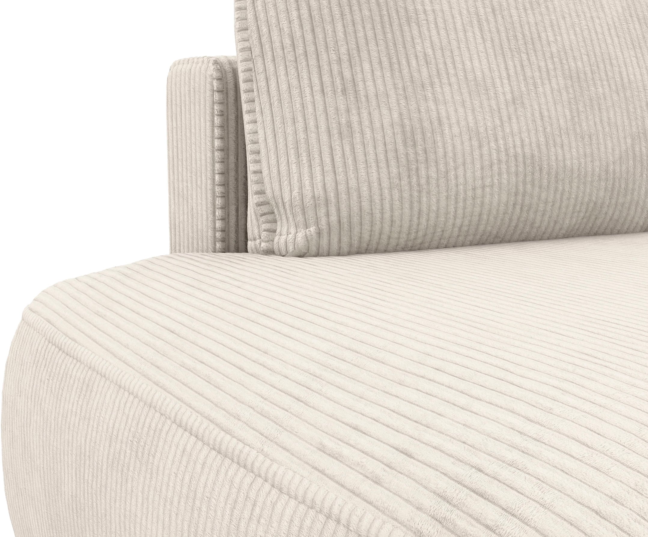 TRENDMANUFAKTUR Ecksofa »Fordon II, Schlafsofa mit Bettkasten, Couch in L-Form, Breite 250 cm«, in Cordstoff HYPER, cream, Armlehne rechts