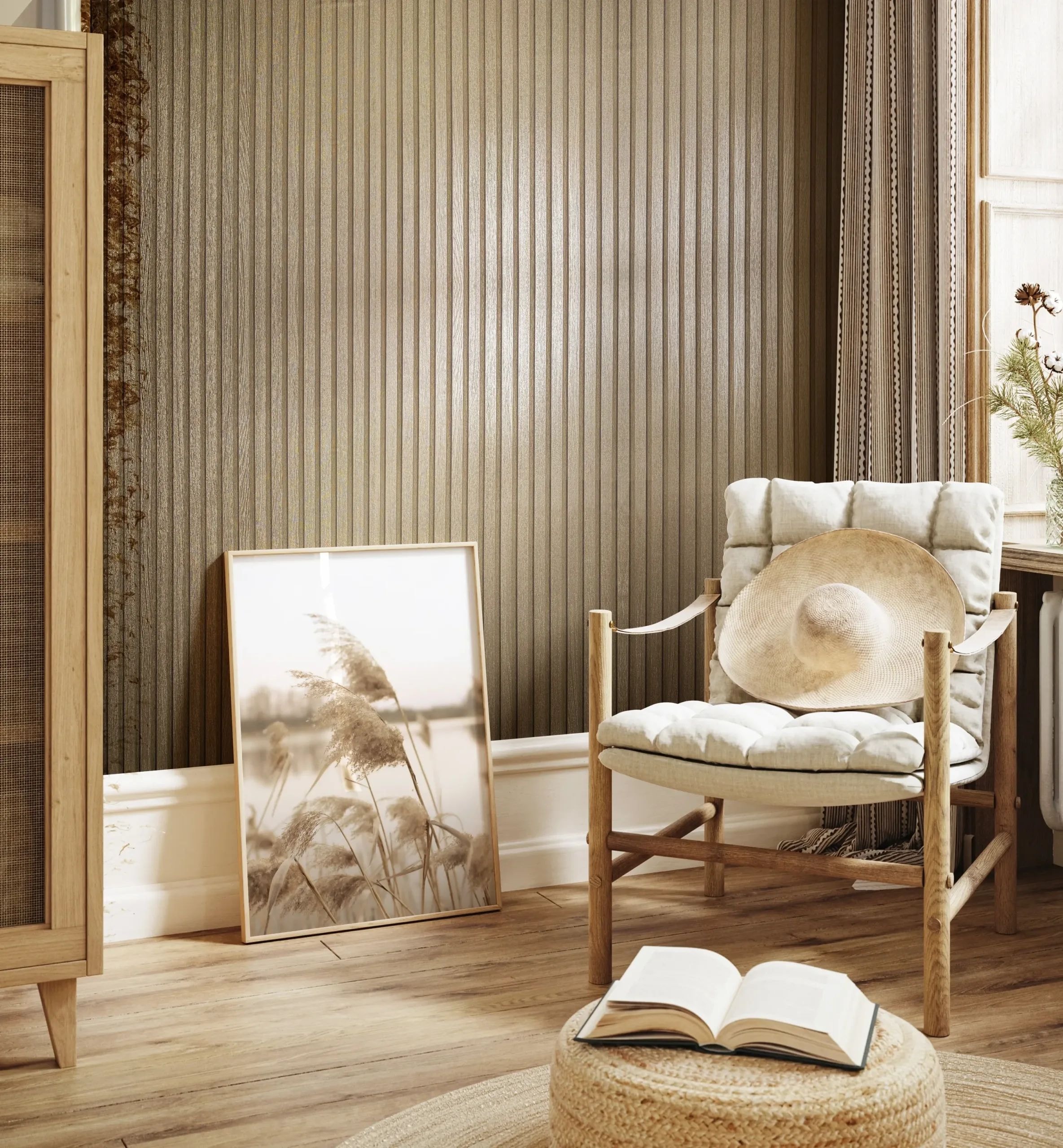 Marburg Vliestapete »Tapete Skandi Timber Wood«, uni, moderne Vliestapete für Wohnzimmer Schlafzimmer Küche
