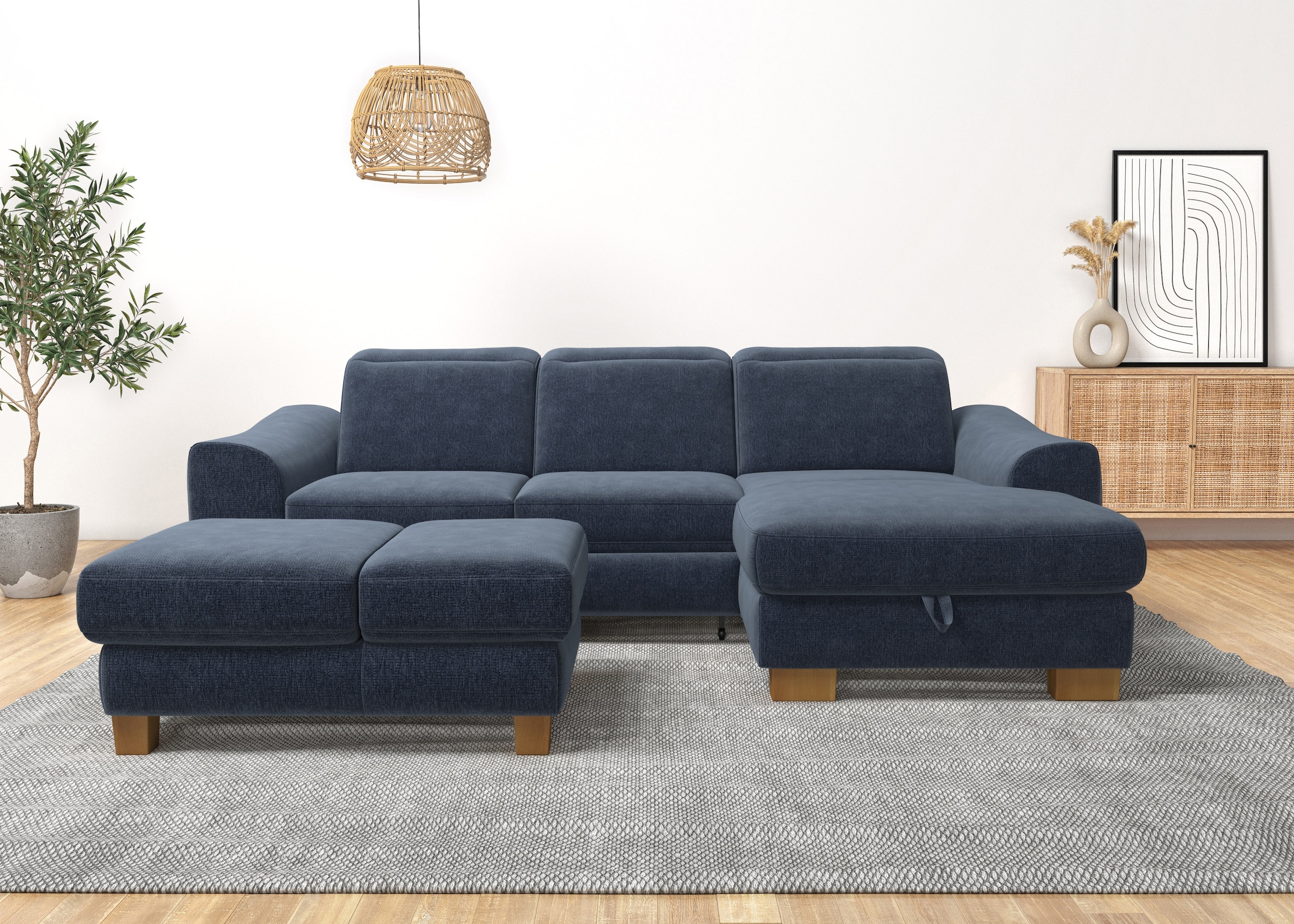 Home affaire Ecksofa "Dundee L-Form" wahlweise mit Kopfteilverstellung und zusätzlich mit Schlaffunktion