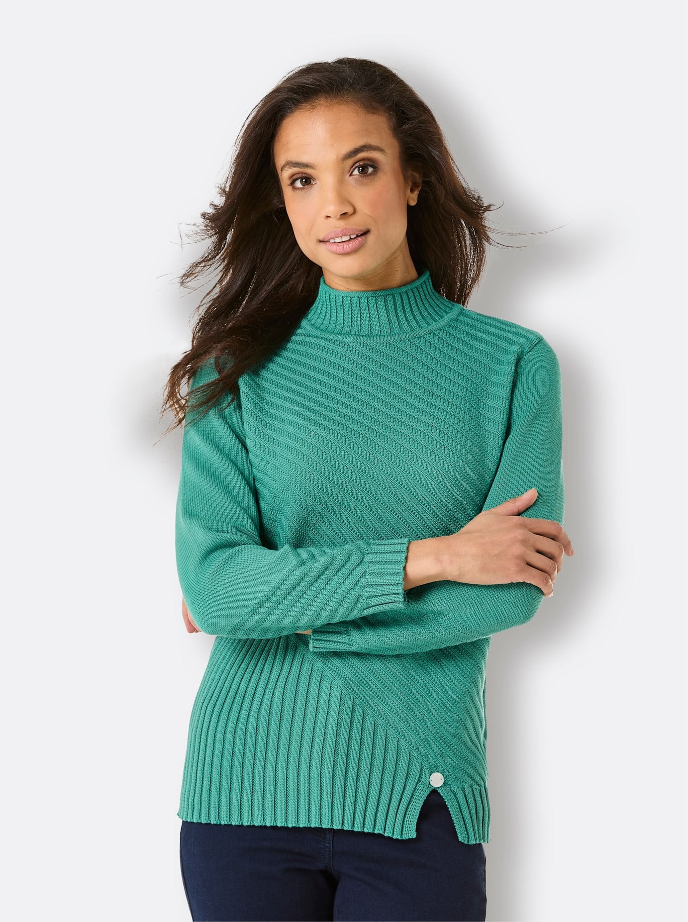 CREATION L PREMIUM Stehkragenpullover "Pima-Baumwoll-Pullover" günstig online kaufen