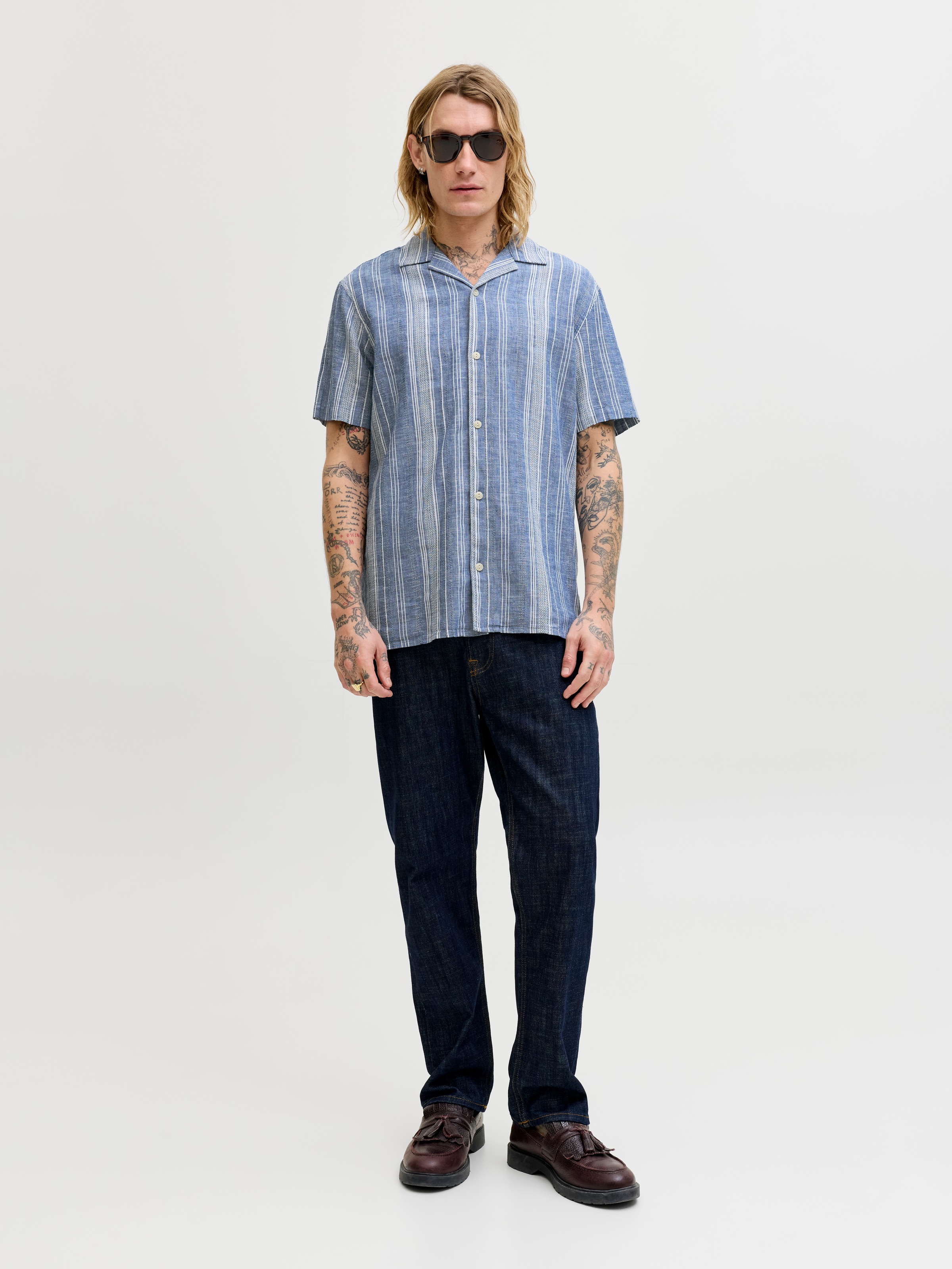 Jack & Jones Kurzarmhemd »JPRBLUSUMMER LIN. BLEN DOBBY SS SHIRT SN«