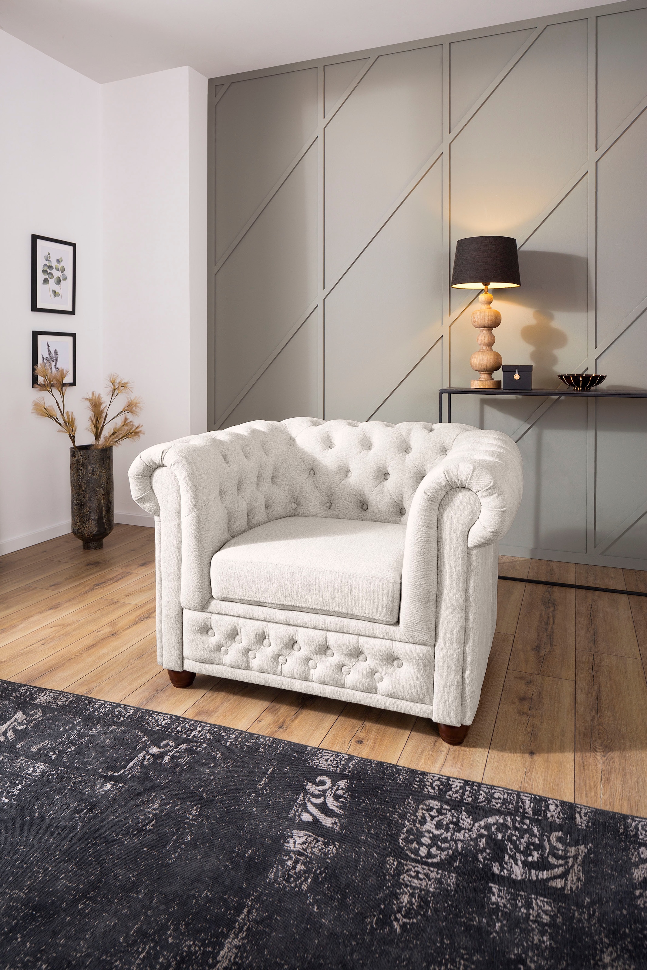 Home affaire Chesterfield-Sessel "New Castle Sessel", hochwertige Knopfheftung, B/T/H: 104/86/72 cm