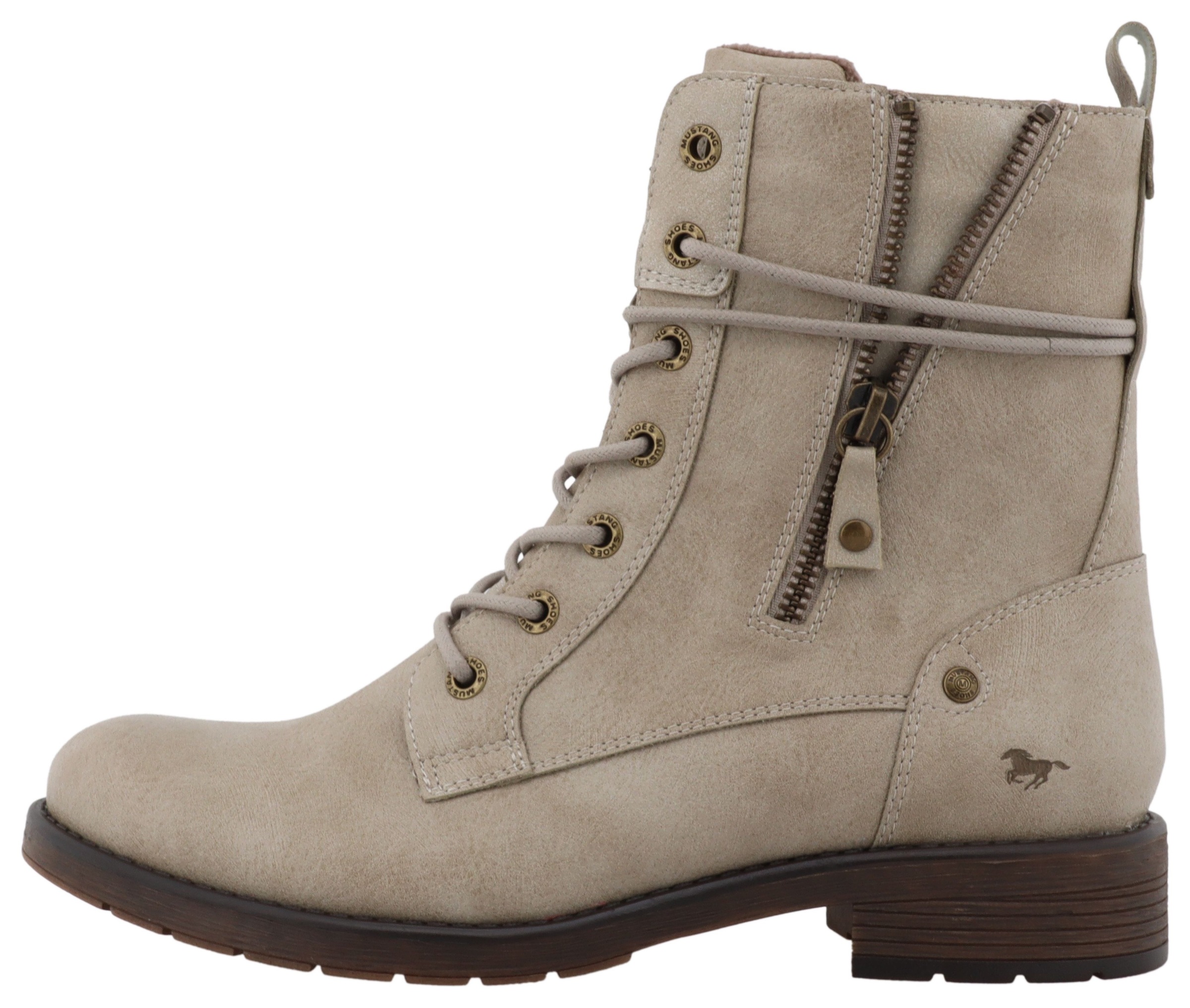 Mustang Shoes Winterstiefelette »Elfi«, Winterstiefel mit Reißverschluss und markanter Schnürung